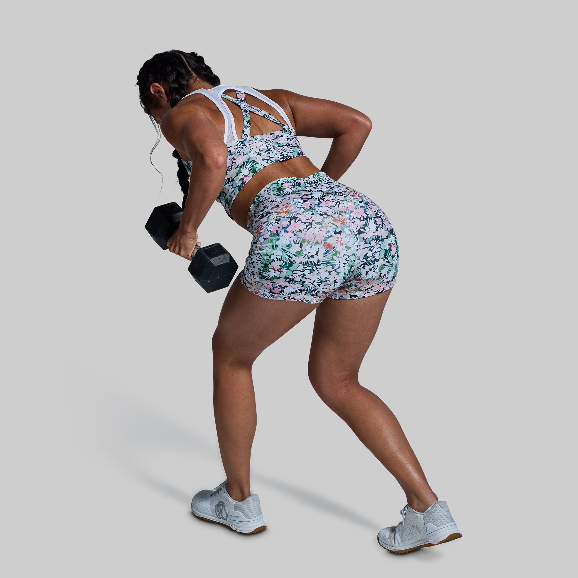 New Heights Booty Shorts for Women - Floral Spice Print High Waist Workout Shorts | Gym, Yoga, Running & Summer Fashion