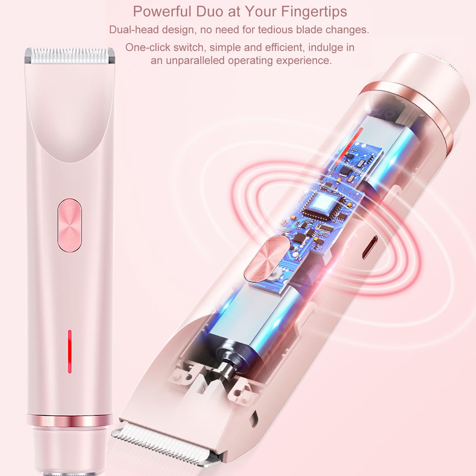 Premium Women's Bikini Trimmer & Body Shaver - 2-in-1 Dual Head Electric Razor for Pubic Hair, Underarms, Legs, Arms & Facial Hair | Painless Hair Removal for Smooth Skin | Perfect for Travel, Gym & Beach Prep (Purple)