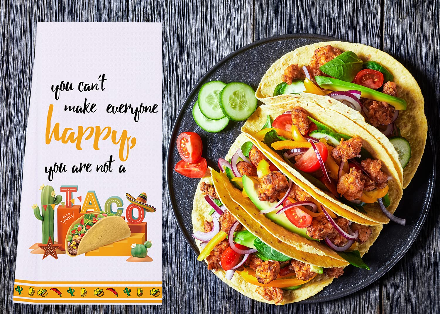 LXOMILL Funny Taco Decorative Dish Towels - Cinco De Mayo Kitchen Accessories & Housewarming Gifts - Perfect for Mexican Themed Parties, Kitchen Decor and Hostess Gifts