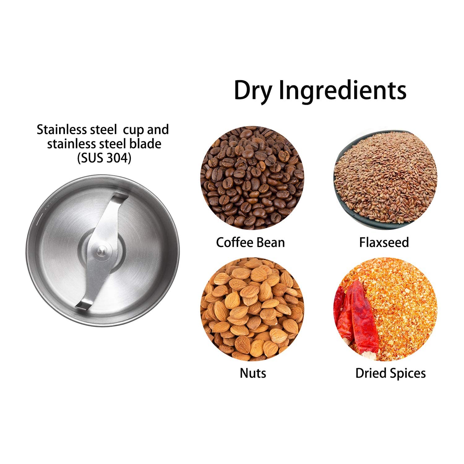 DR MILLS DM-7451 Electric Spice & Coffee Grinder - Detachable Cup, Dishwasher Safe - Perfect for Grinding Coffee Beans, Nuts, Herbs & Spices at Home or Cafe