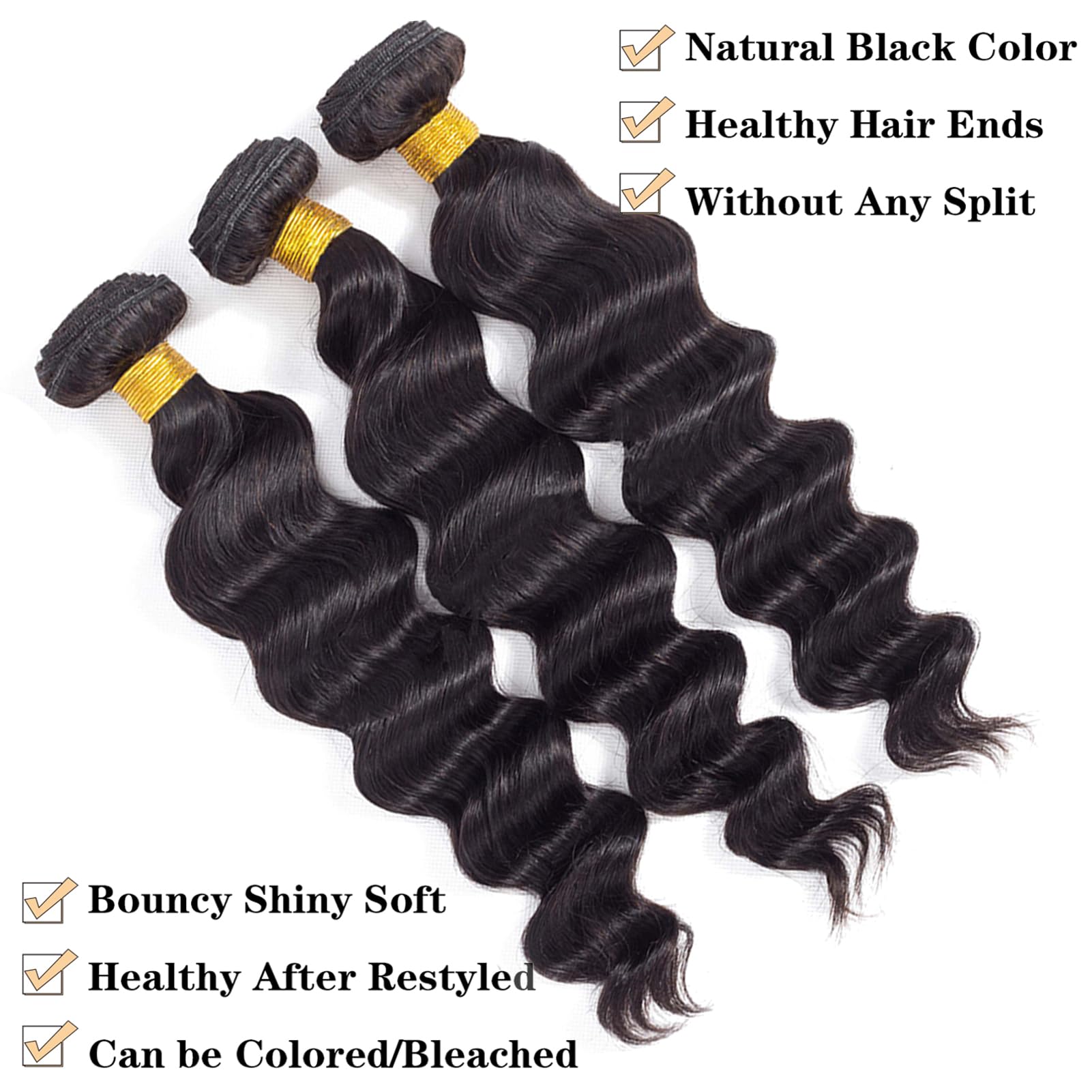 Royal Impression 12A Loose Wave Bundles - 100% Unprocessed Brazilian Virgin Human Hair Weave (24