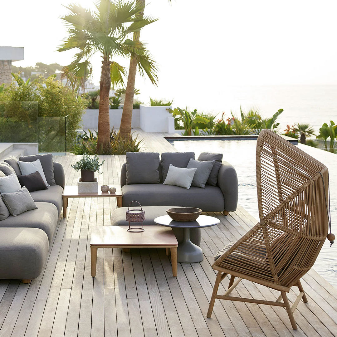 Foersom & Hiort Lorenzen Mdd Hive Chair with Cane Base - Modern Woven Rattan Dining Chair for Kitchen, Restaurant & Outdoor Patio Use