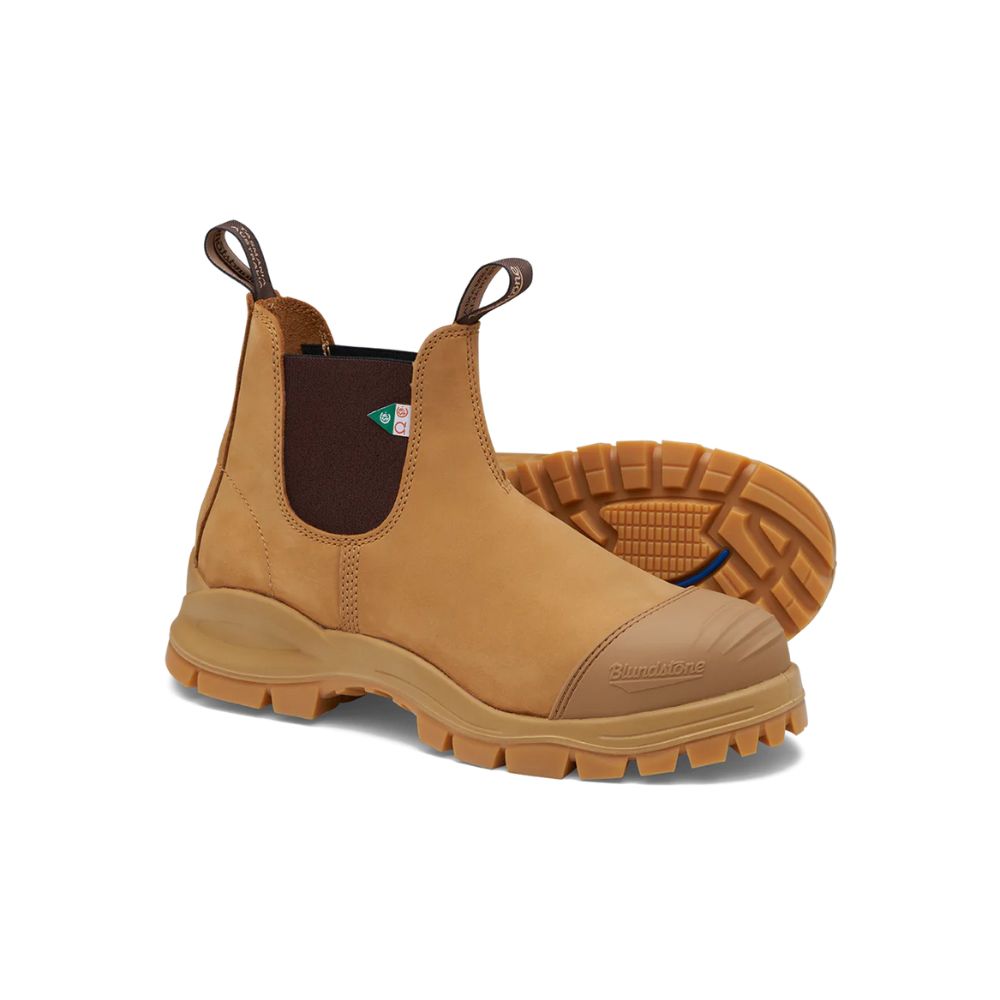 Blundstone 960 XFR Unisex Slip-On Steel Toe Work Boots - Wheat Brown Safety Shoes for Construction, Warehouse & Outdoor Work