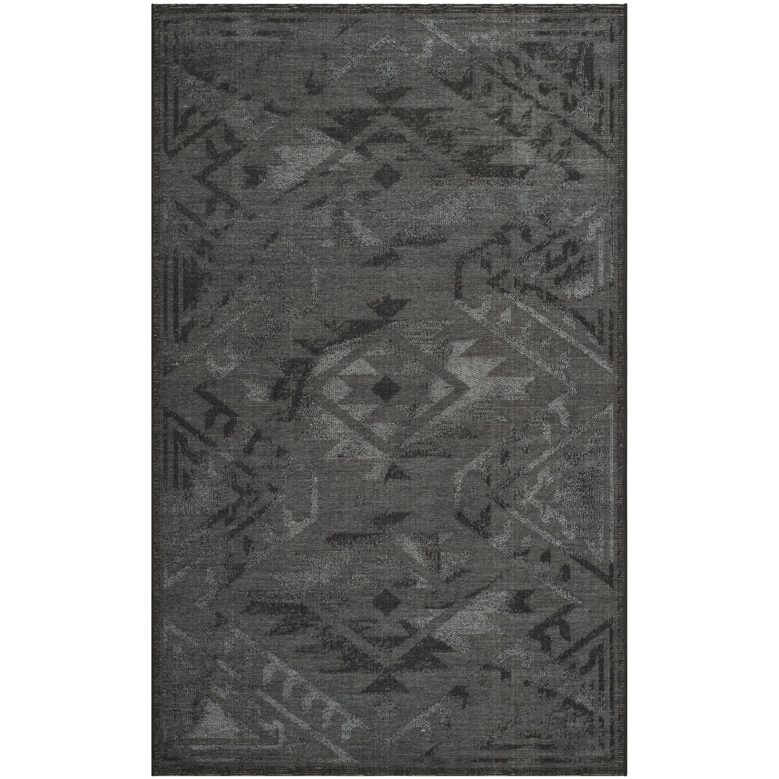 SAFAVIEH Palazzo Collection 4' x 6' Black & Grey Tribal Bohemian Area Rug - Perfect for Living Room, Bedroom, or Boho Home Decor