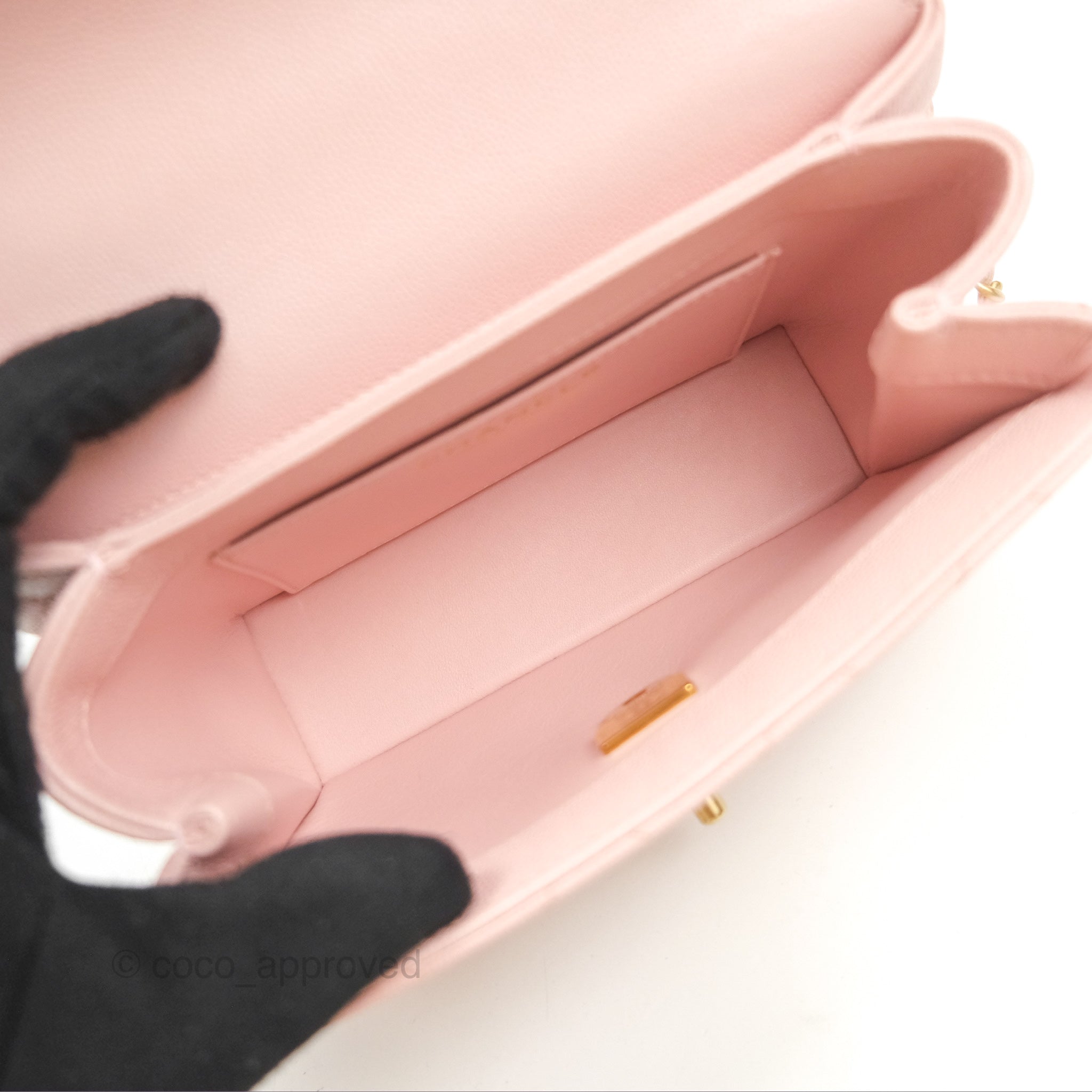 Chanel Carry Me Top Handle Flap Bag Pink Caviar Leather with Aged Gold Hardware - Perfect for Date Night & Special Occasions