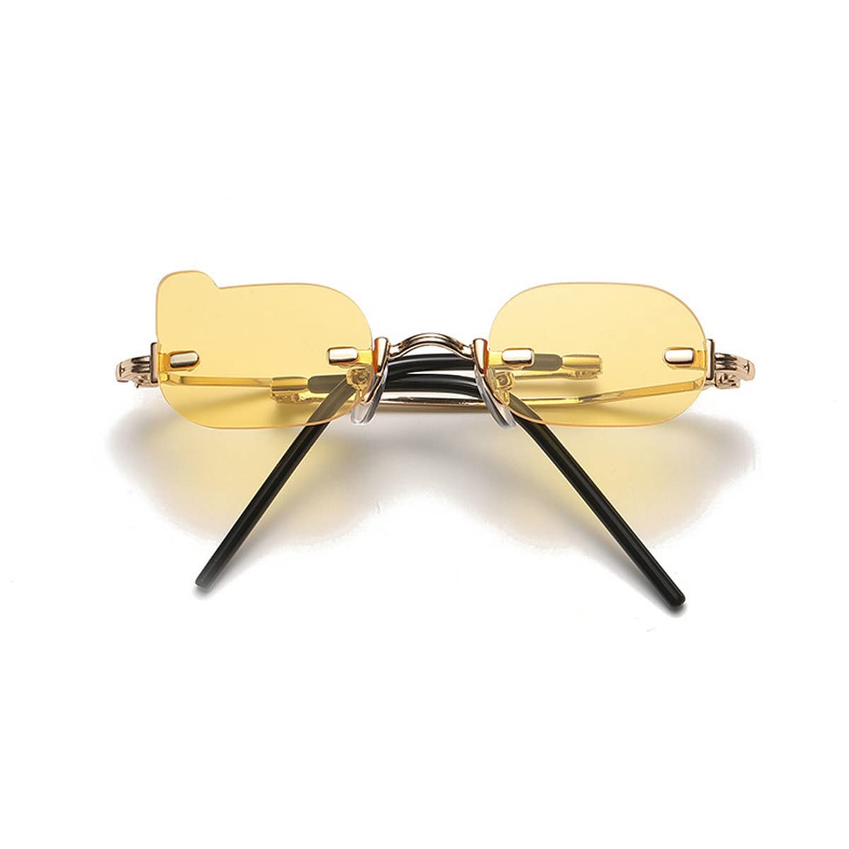 Laureles Small Sunglasses for Women & Men - 2022 Fashion Rimless Metal Folding Sun Glasses - Perfect for Outdoor Activities, Travel, and Beach Vacations