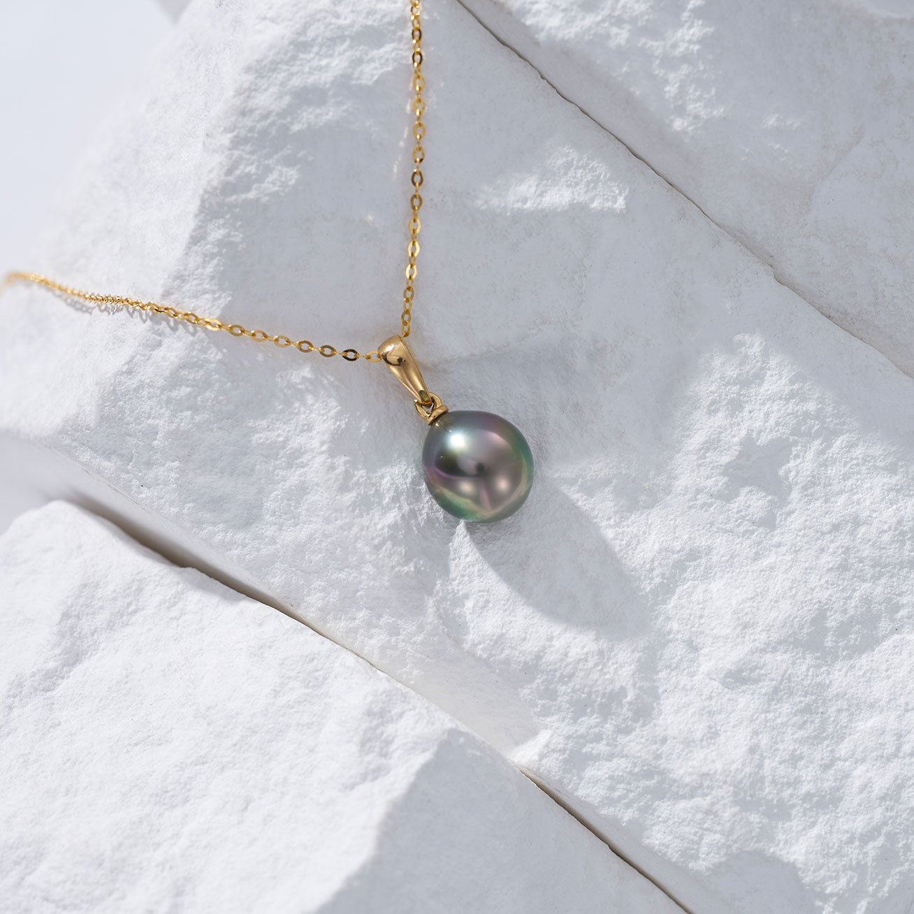 18K Solid Gold Tahitian Pearl Necklace - Genuine Saltwater Pearl Jewelry for Women, Elegant Gift for Wedding, Anniversary & Special Occasions