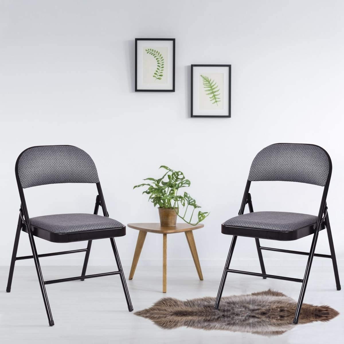 4-Pack Folding Chairs with Padded Seat & Back - Portable Metal Frame Chairs for Home, Office, Camping, Picnics & Outdoor Events