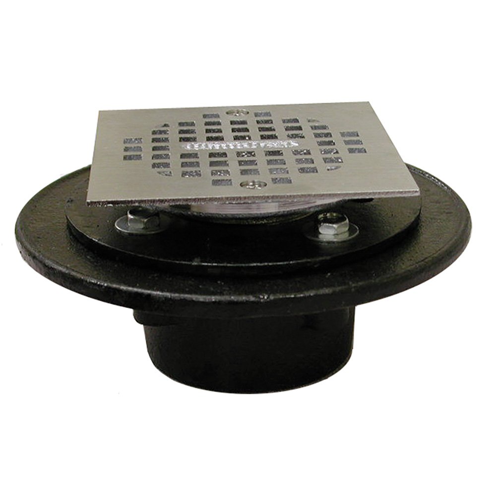 Jones Stephens Corp 2-Inch FIP Shower Drain 4.25 Square Strainer in Chrome/Brass Finish - Perfect for Bathroom Remodeling & Shower Installation