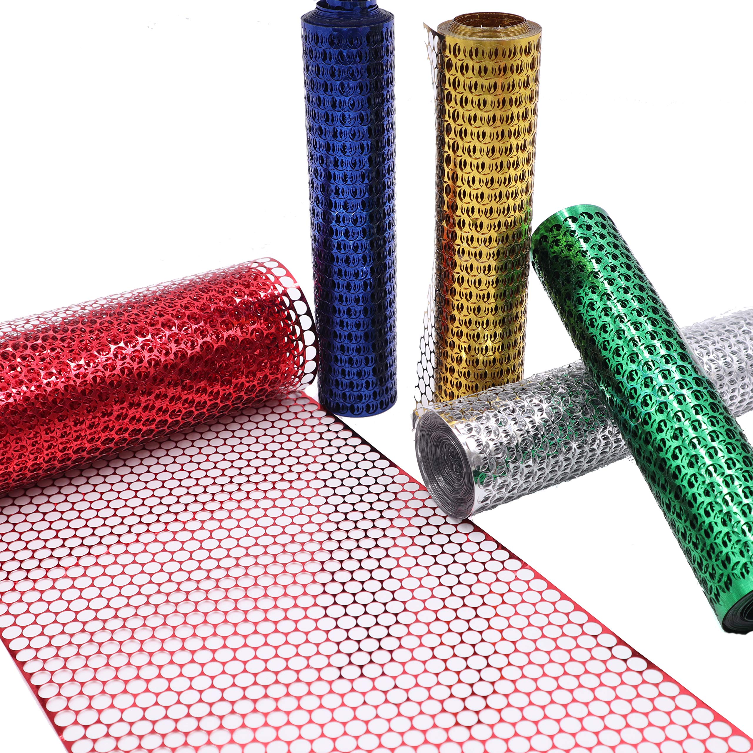 Craftplay Punchinella Sequin Waste Rolls - 5 Pack (15.8cm x 3m Each) - Assorted Colors for DIY Crafts, Scrapbooking, and Party Decorations