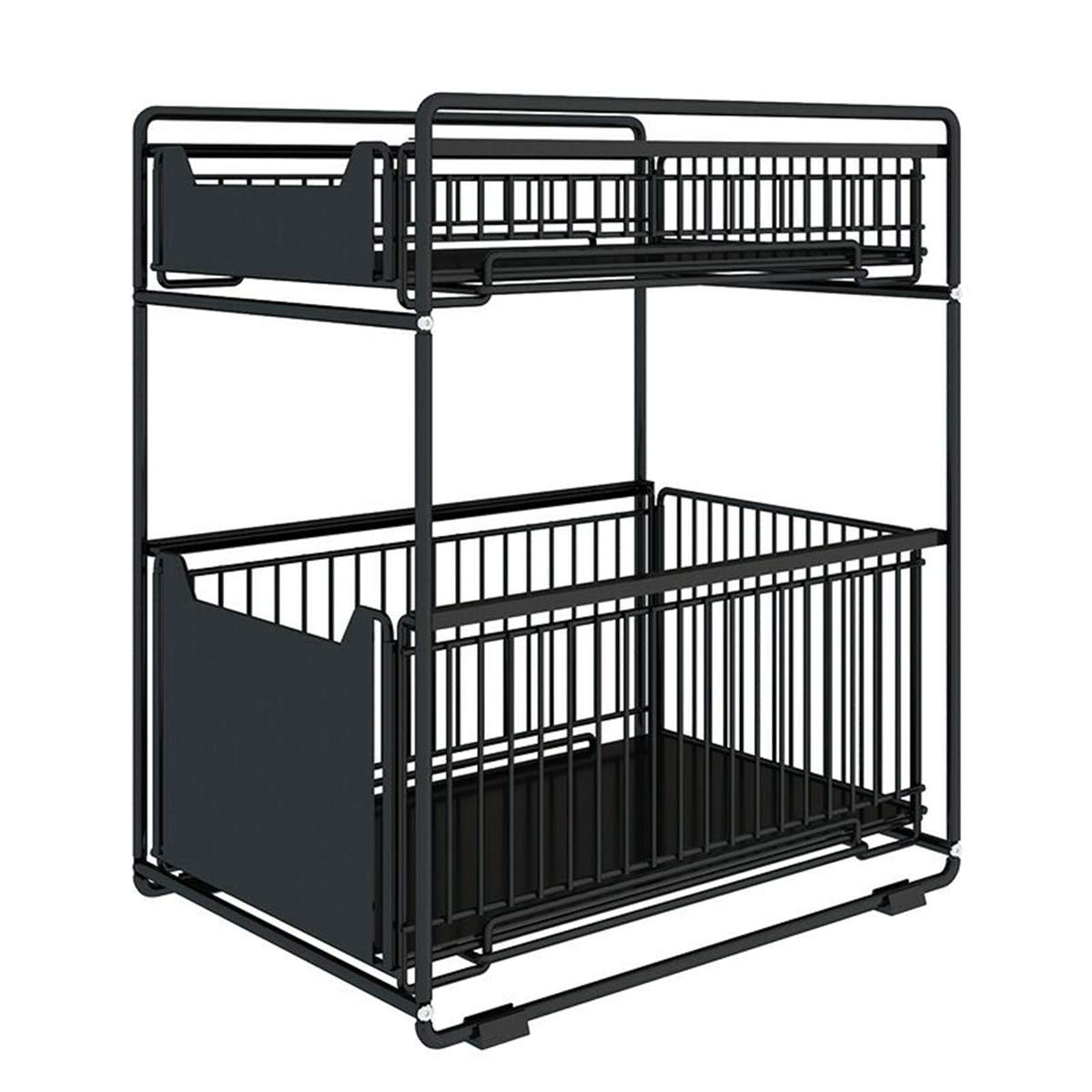 Heavy Duty 2-Tier Under Sink Organizer with Sliding Drawer - Pull Out Cabinet Shelf Storage - 150lb Capacity Steel Basket for Kitchen, Bathroom & Pantry - Perfect for Maximizing Space Under Sinks and Cabinets