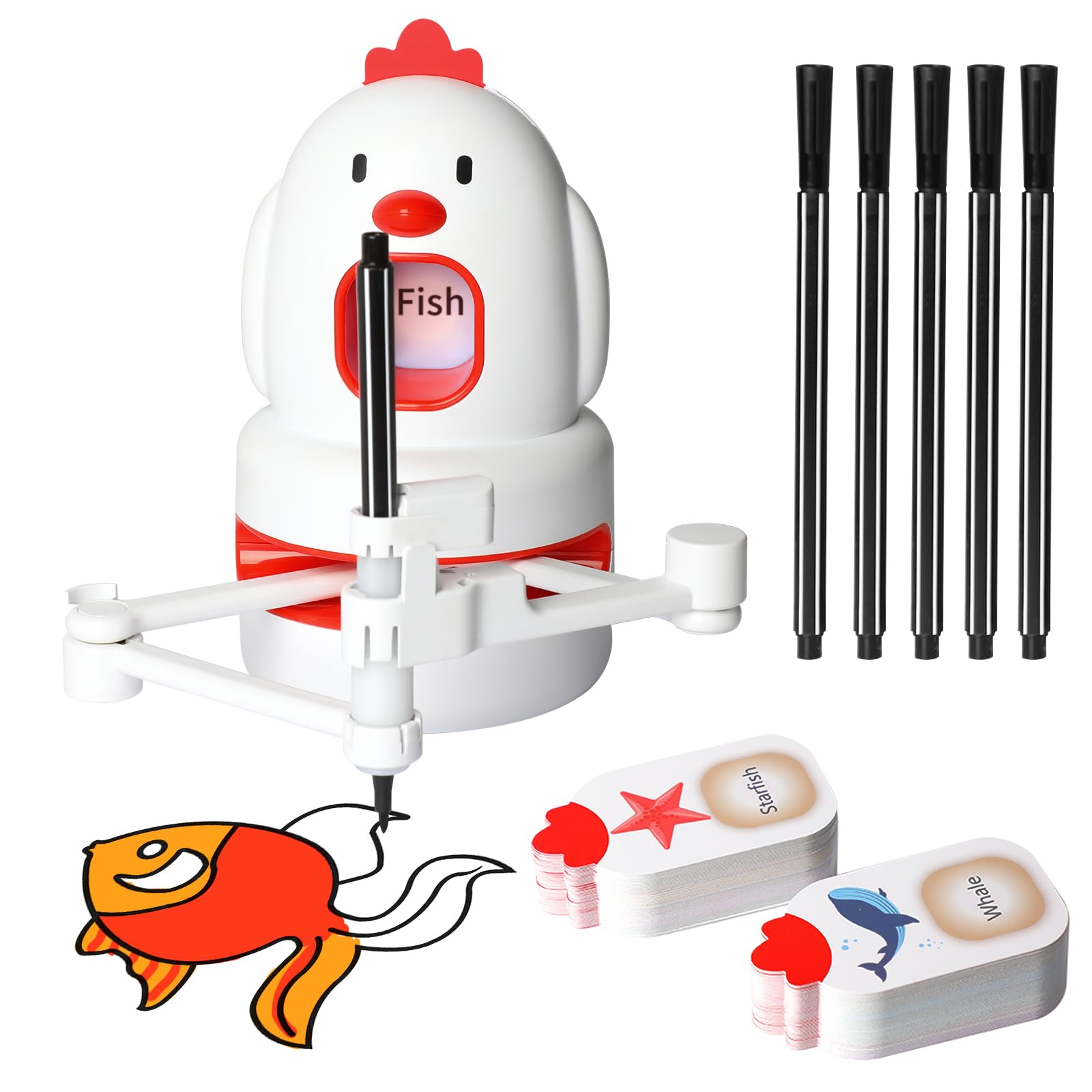 Interactive Educational Drawing Robot for Kids - Montessori Learning Toy with 130 Word Cards, Voice Recognition, STEM Educational Gift for Boys & Girls Ages 3-8 - Perfect for Homeschooling, Preschool Learning & Creative Playtime