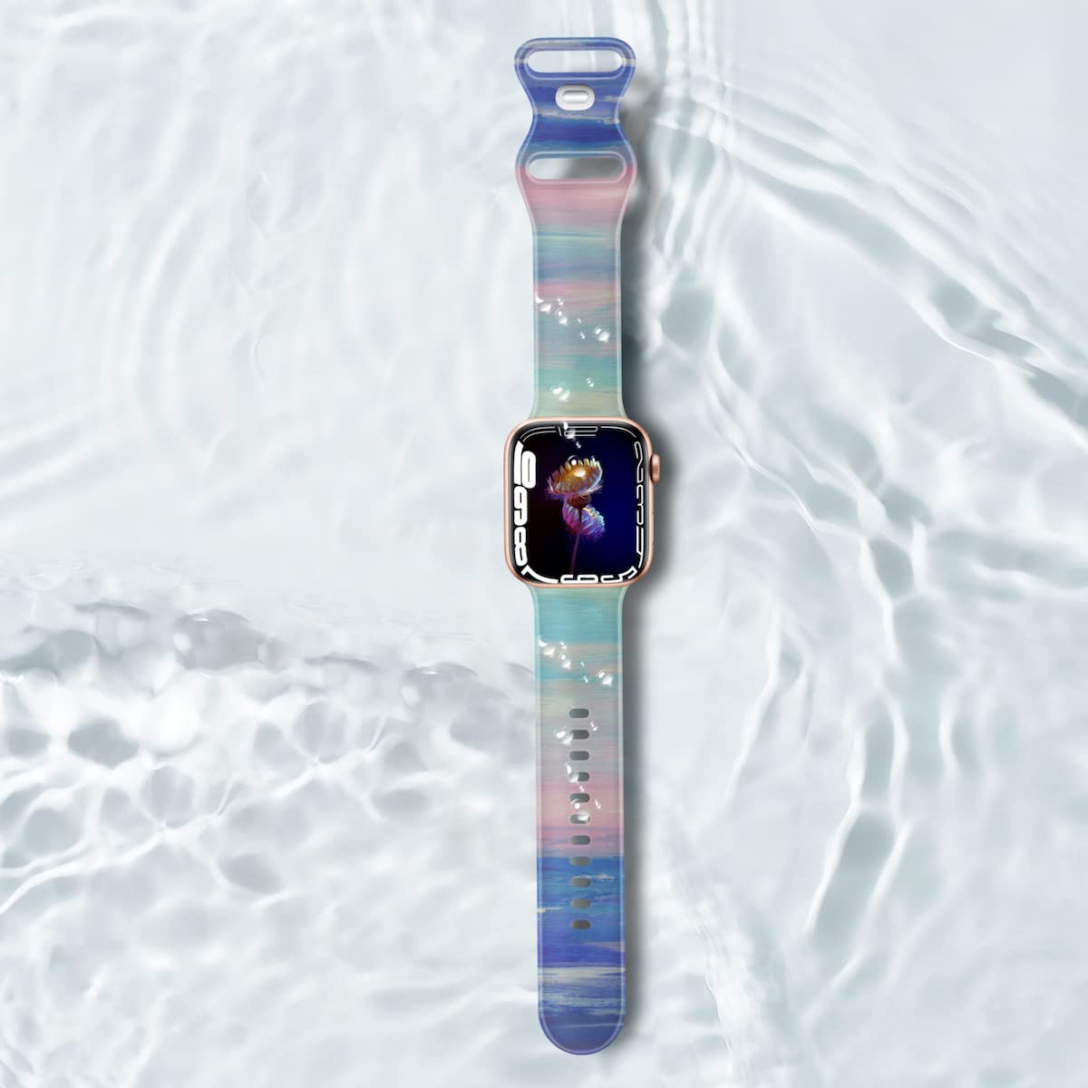 Clear Silicone Apple Watch Bands 38mm 40mm 41mm 42mm 44mm 45mm - Compatible with iWatch SE & Series 8/7/6/5/4/3/2/1 - Fade-Resistant Printed Pattern Strap for Women & Men - Perfect for Workouts, Swimming & Everyday Wear