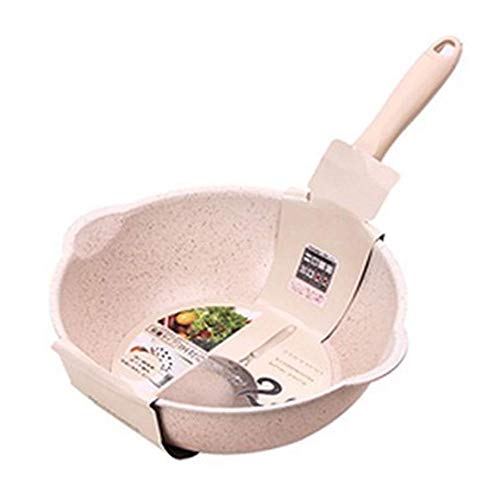 **UXZDX 20cm Thickened Bottom Non-Stick Stone Frying Pan - Deep Wok for Stir-Fry, Sauté & Stewing - Durable & Scratch-Resistant for Gas, Electric & Induction Stoves**