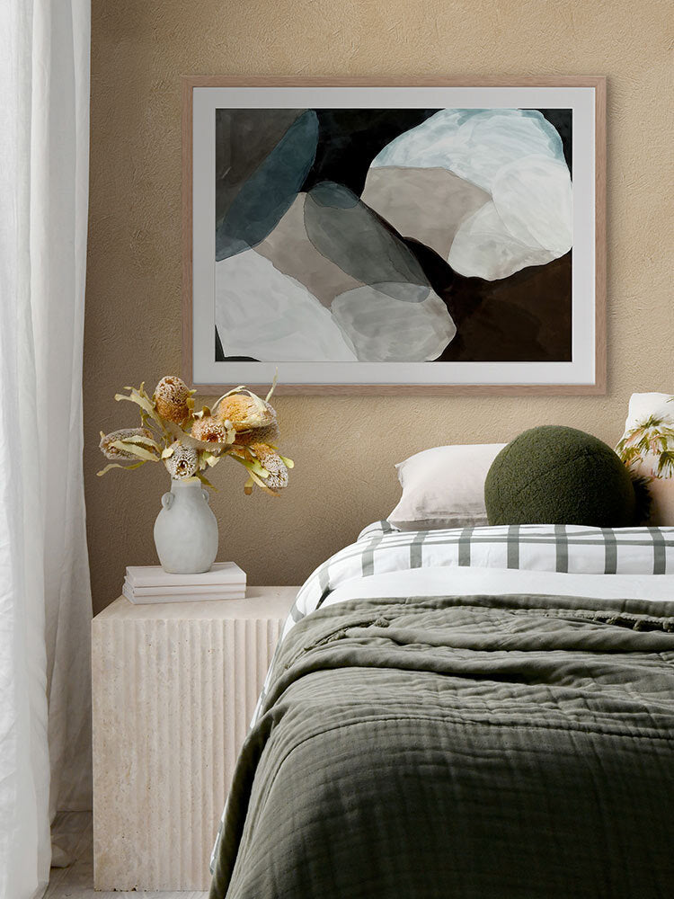 Dream Fragments I Framed Art Print - Modern Abstract Wall Decor for Living Room, Bedroom & Office - Ready to Hang Canvas Painting for Home & Office Decor