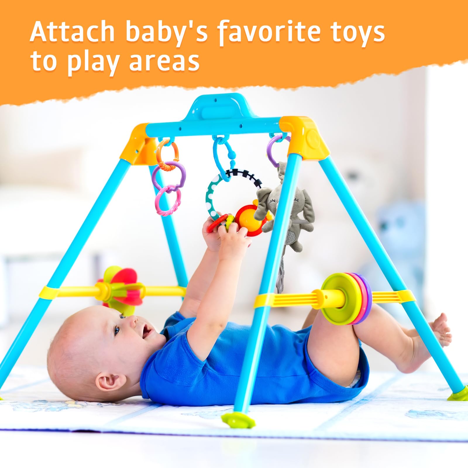 KAKIBLIN 24-Piece Baby Links Rings Toy Set - Soft Connecting Rings for Strollers, Car Seats & Playtime - Safe Teething & Sensory Toys for Infants 0+ Months - Perfect Travel Accessories for Babies