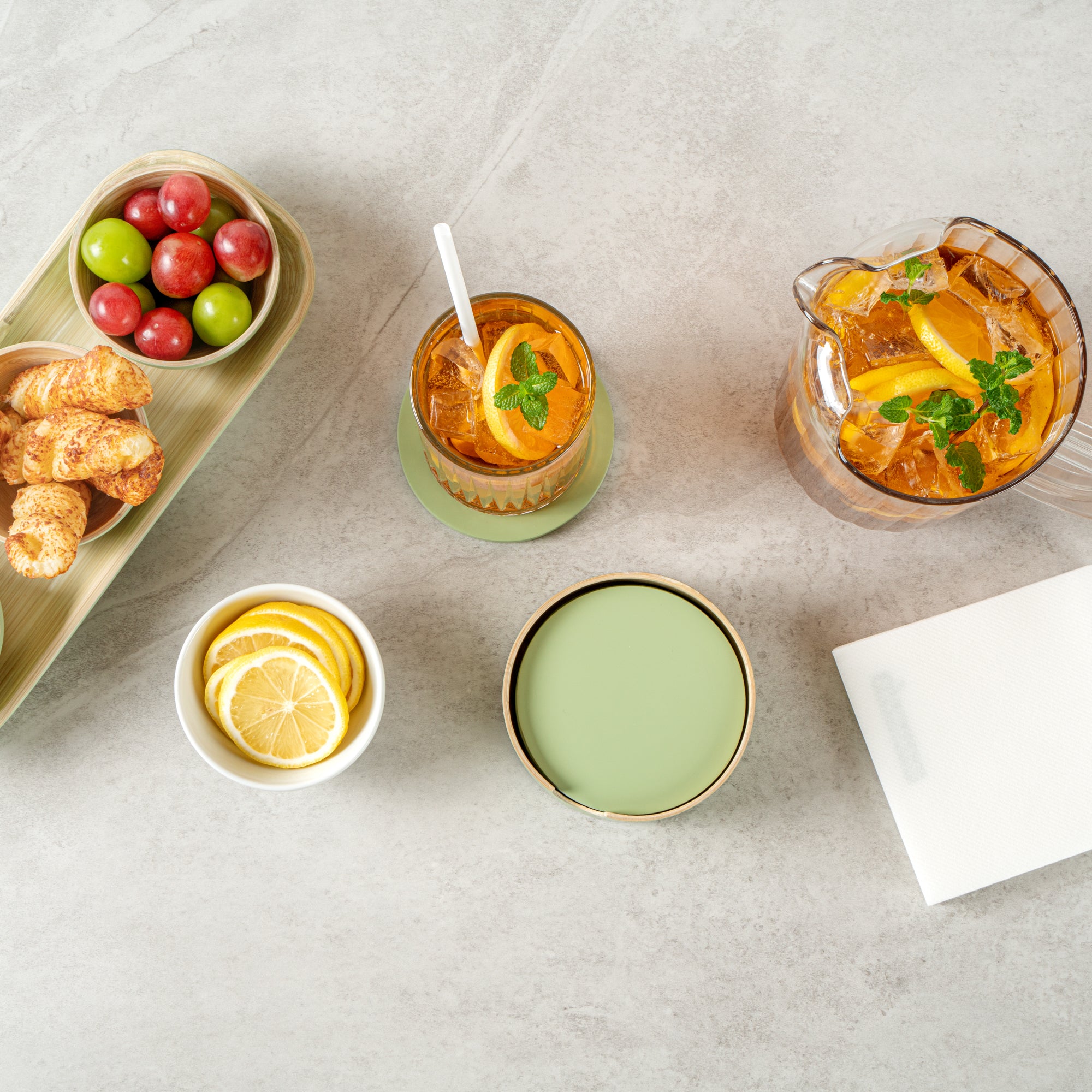 Bambuddha Eco-Friendly 6-Piece Green Bamboo Coaster Set with Holder - 4