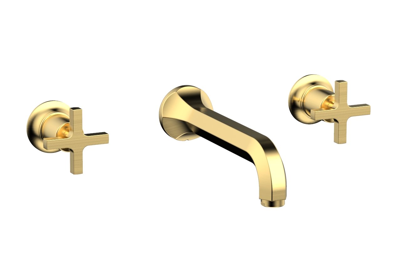 HEX MODERN Wall Mounted Lavatory Faucet Set with Cross Handles - Model 501 11 - Perfect for Modern Bathroom & Powder Room Renovations