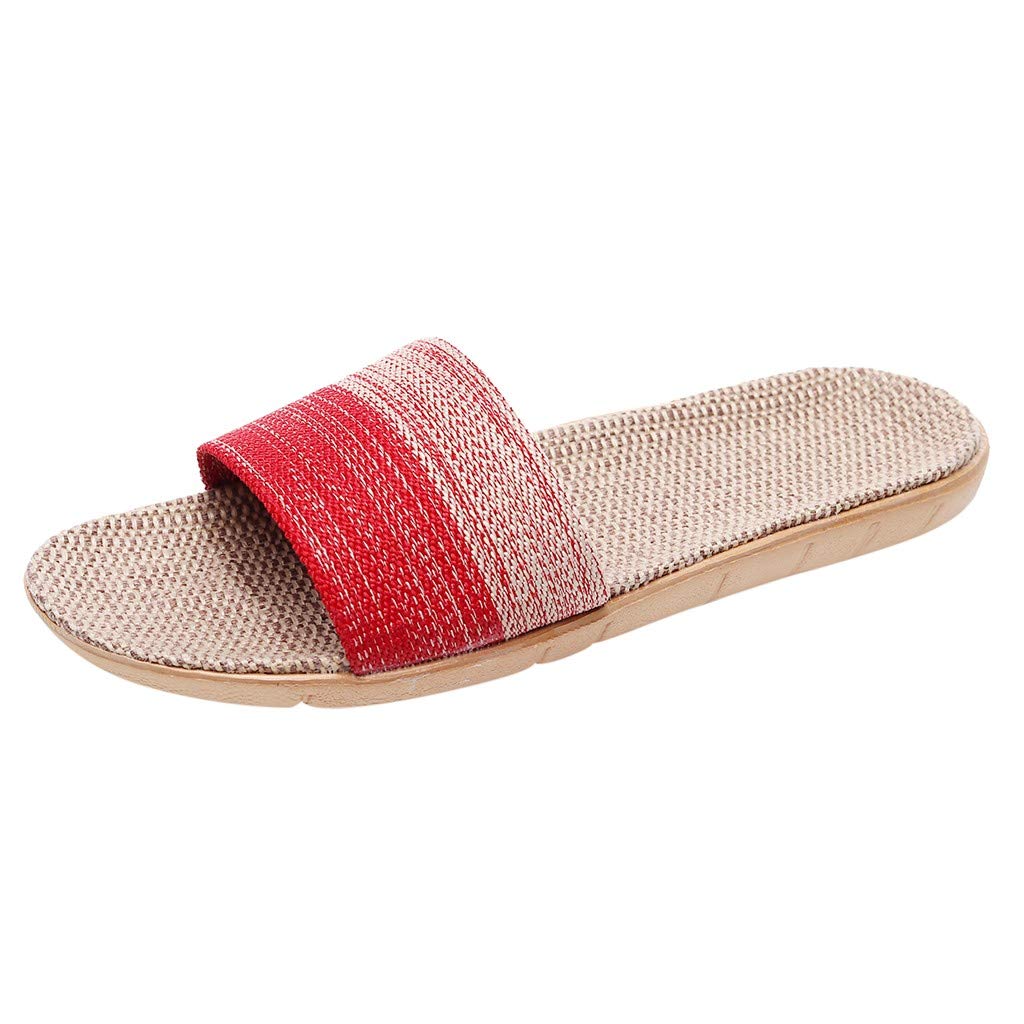 Women's Cotton Linen Breathable Slippers - Comfortable Flip Flops for Home, Beach & Casual Wear - Soft House Shoes with Arch Support for Indoor/Outdoor Use