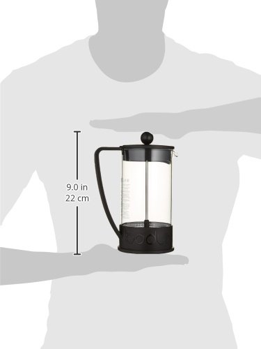Bodum 34oz Brazil French Press Coffee Maker - High-Heat Borosilicate Glass, Durable & Stylish Black Design - Made in Portugal - Perfect for Home, Office & Camping Coffee Brewing