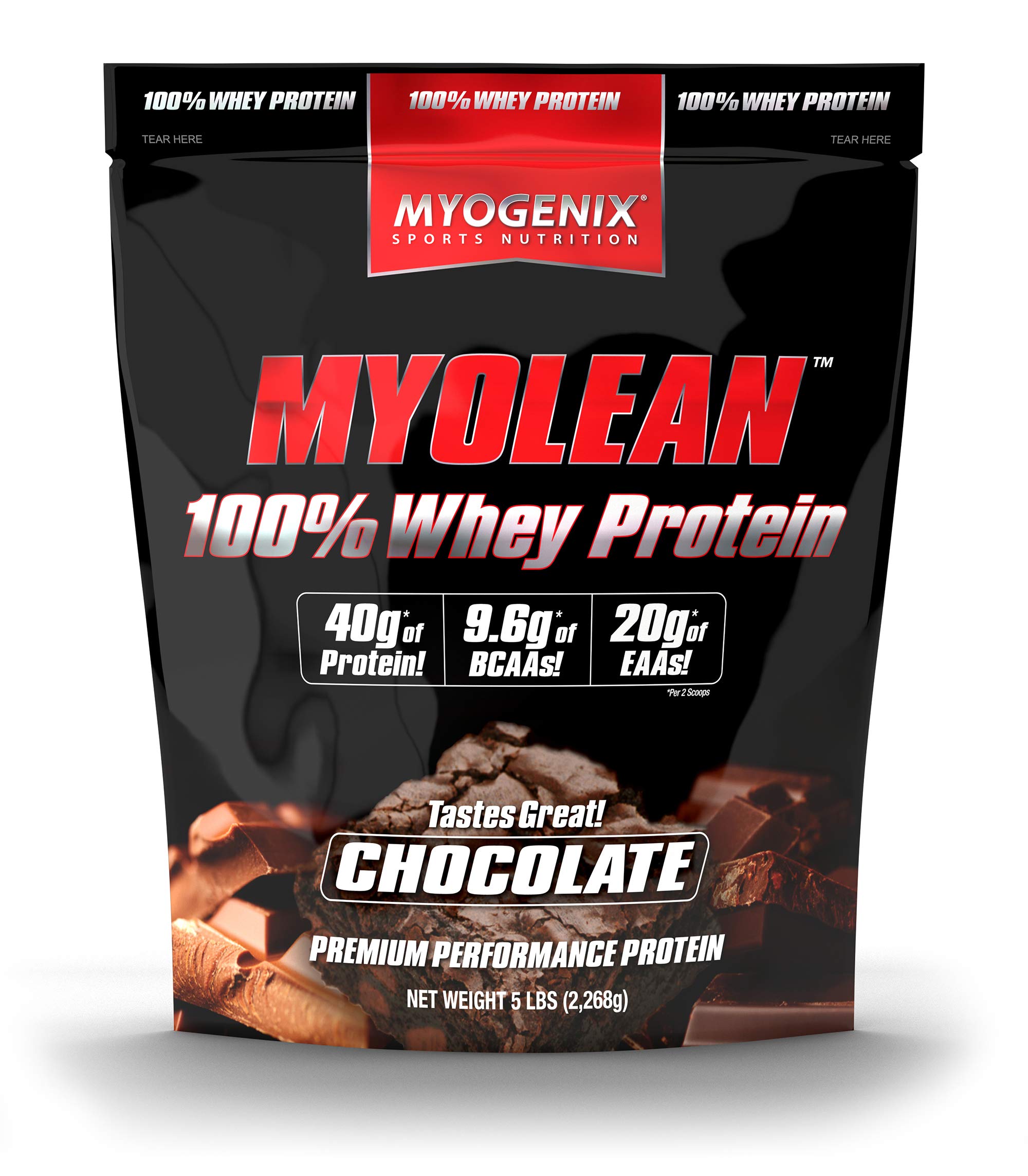 Myogenix Myolean 100% Whey Protein Powder - Low Carb, Low Sugar Muscle Building Protein Shake Mix | Chocolate Flavor, 5 lb Bag | Post-Workout Recovery & Meal Replacement for Athletes & Fitness Enthusiasts