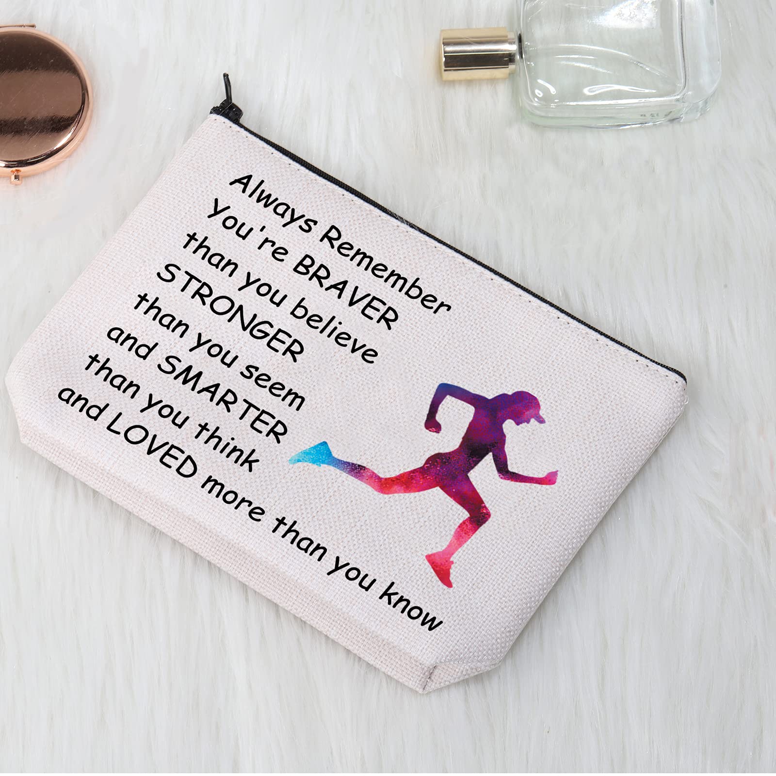 Running Lover Gifts Makeup Bag for Women - Waterproof Cosmetic Pouch for Runners, Cross Country, Teens - Travel Toiletry Organizer with Zipper | Perfect for Gym, Marathon Training & Vacation Essentials