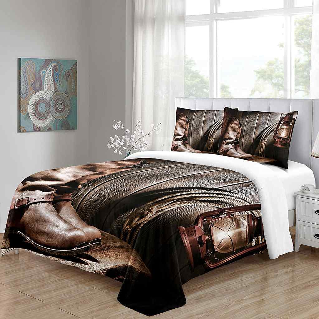 Western Cowboy Style Queen Duvet Cover Set - 90