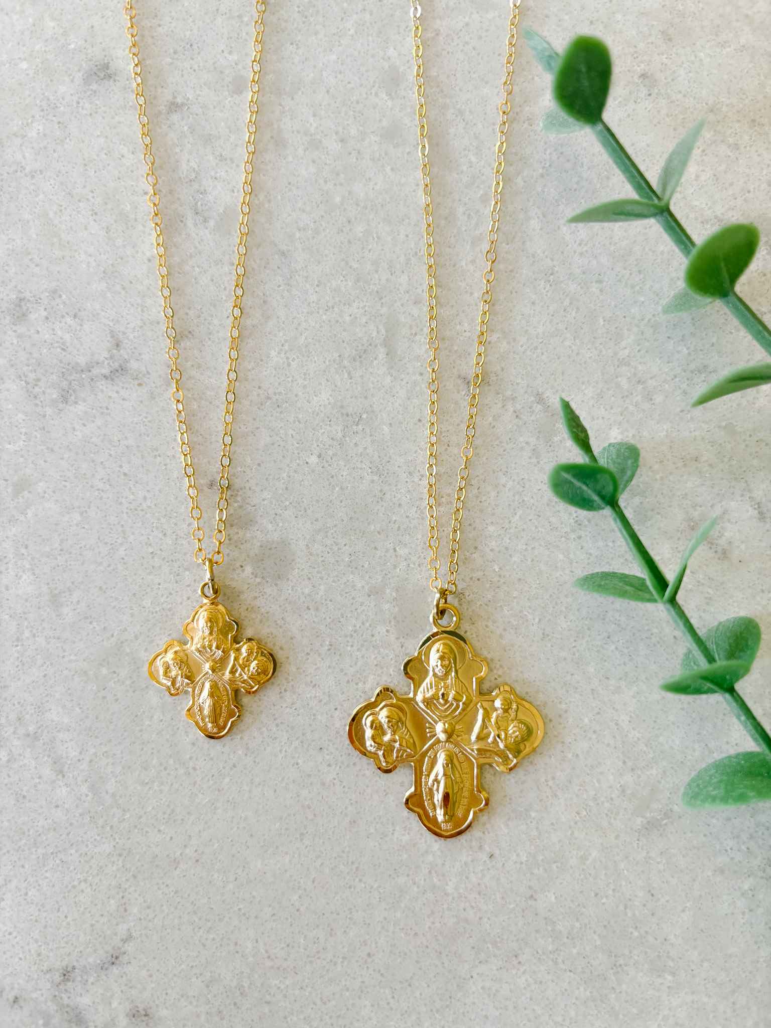 4-Way Cross Petite Necklace for Women - Elegant Layered Necklace for Everyday Wear, Gift for Her, Religious Jewelry