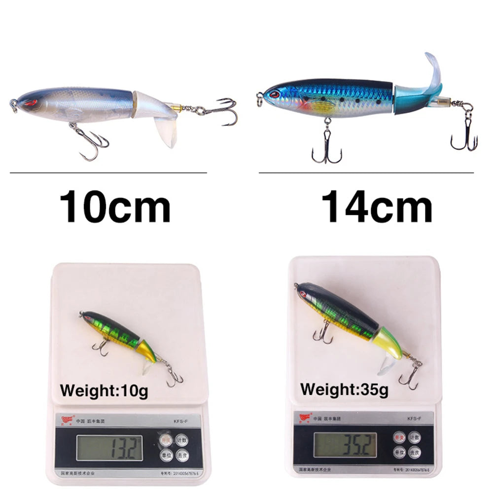 Whopper Popper Fishing Lure - Soft Rotating Tail Artificial Bait for Bass, Trout & Pike - Topwater Fishing Lures for Freshwater & Saltwater