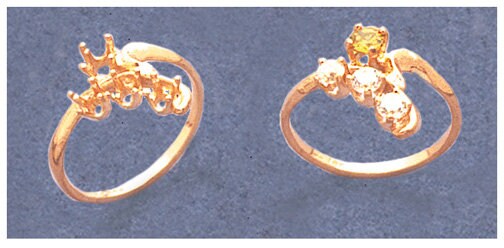 Solid Sterling Silver or 14kt Gold 3.5mm Round Accented Half ByPass Pre-Notched Blank Ring - Size 6-8 (Setting 163/275 & 143/275) - Perfect for Jewelry Making, Engagement Rings & Wedding Bands