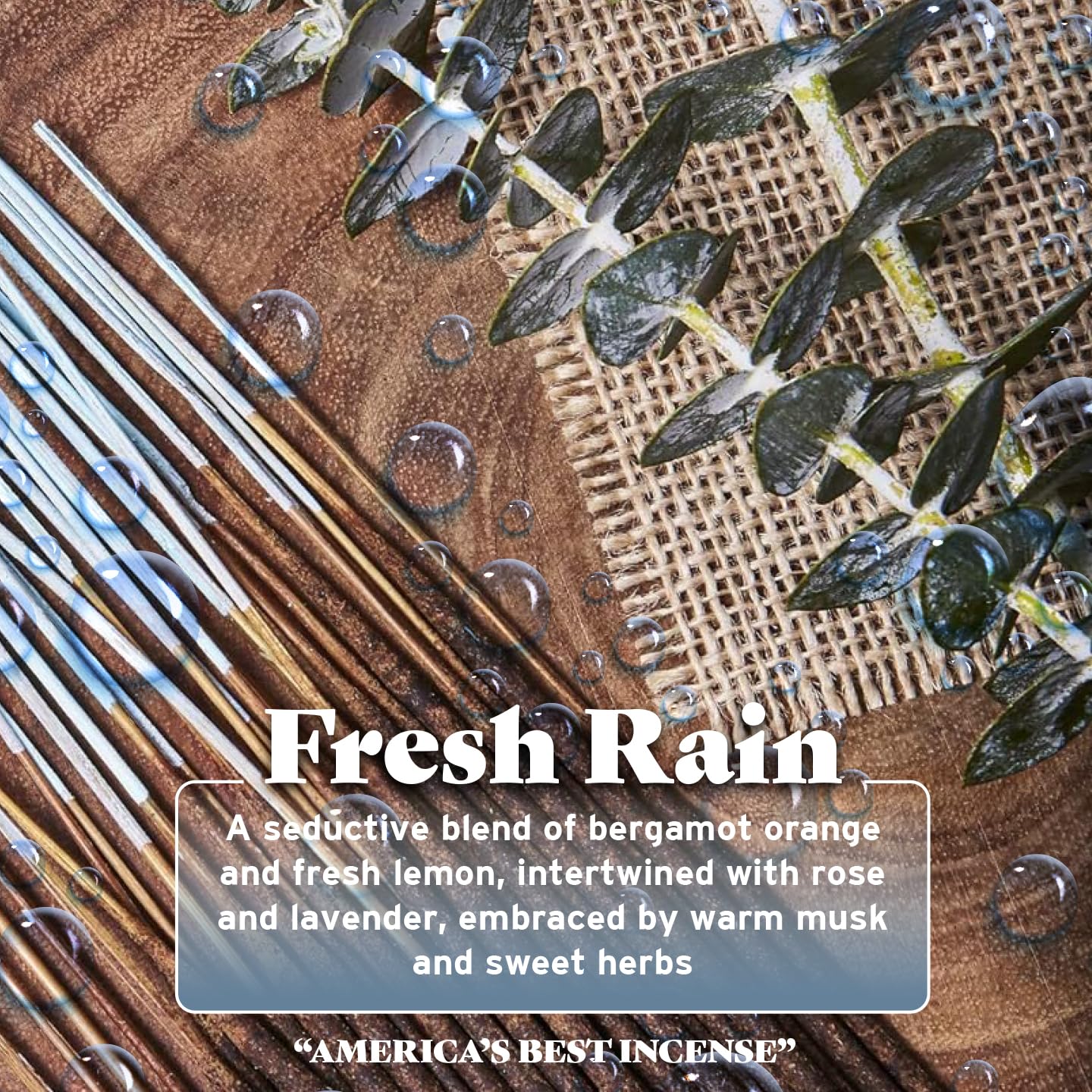 Premium Incense Sticks - Fresh Rain Scent with Bergamot & Lavender | 100-Pack for Meditation, Yoga & Home Aromatherapy