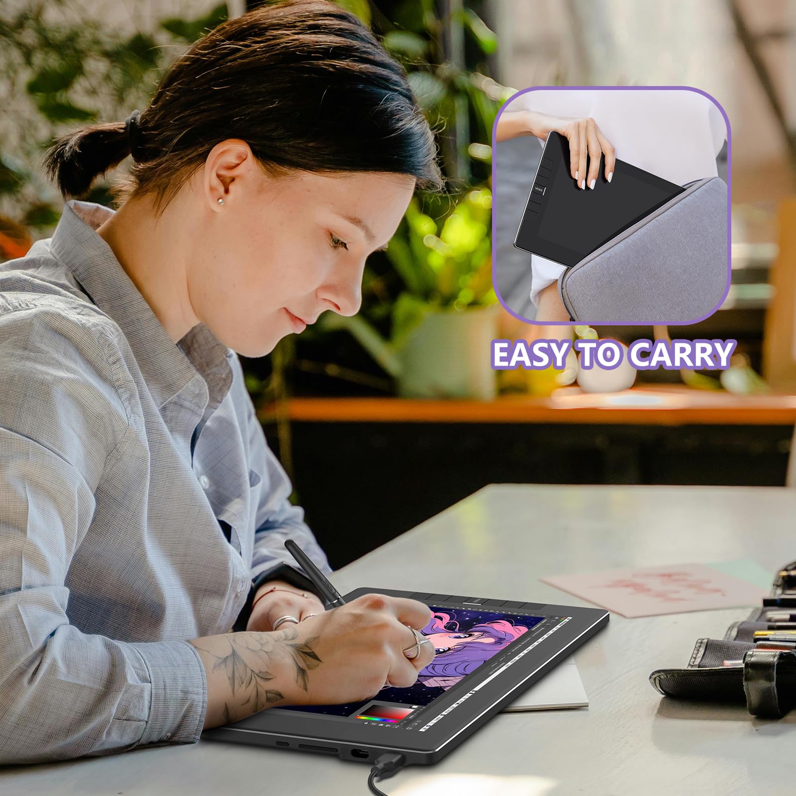 VEIKK VK1200 11.6 Inch Drawing Tablet with Screen - Full-Laminated Graphic Monitor, 8192 Pressure Levels, 6 Shortcut Keys, Battery-Free Stylus - Compatible with PC/Mac/Linux/Windows (120% sRGB) - Perfect for Digital Art, Animation, Photo Editing & Online Teaching