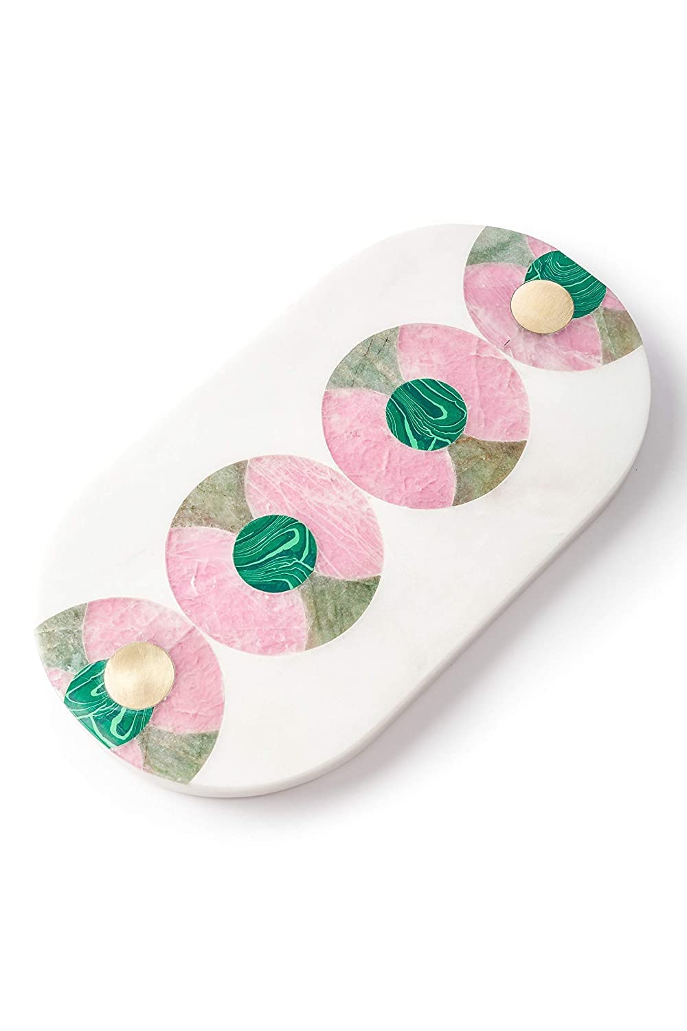Elegant Serein Gemstone Inlay Marble Tray - Luxury Bathroom Counter Decor, Jewelry Organizer & Vanity Tray for Dresser | Perfect for Perfume Display, Key Holder, Cheese Board & Serving Platter | Stylish Home Decor & Gift Idea
