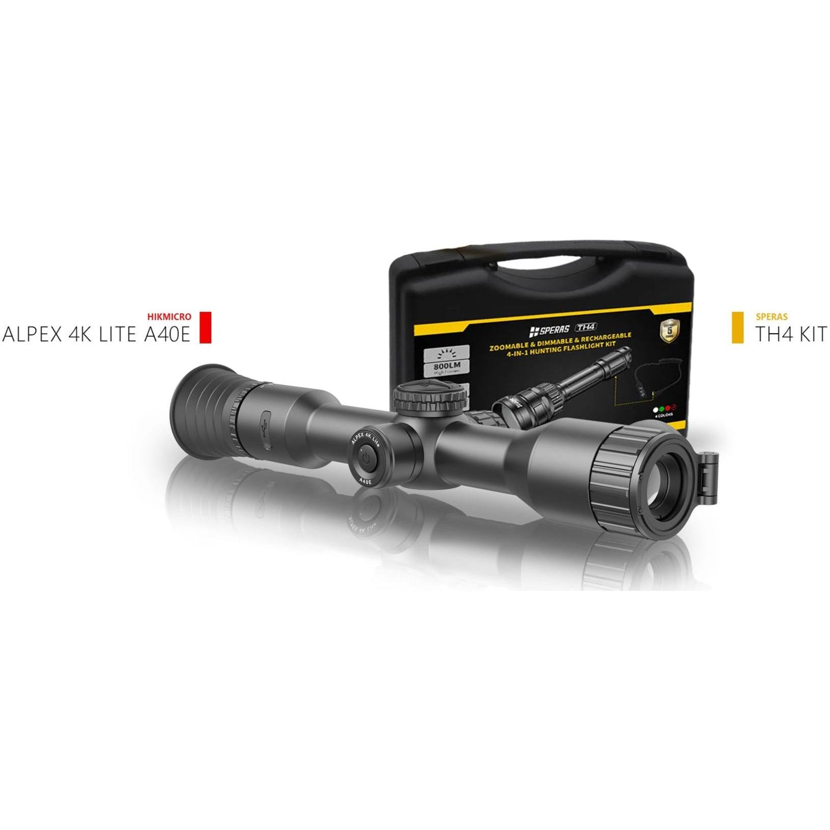 HIKMICRO ALPEX 4K A40E Lite 40mm 1920x1080 Night Vision Scope with Speras TH4K Bundle - HD Thermal Imaging for Hunting, Wildlife Observation & Security Surveillance