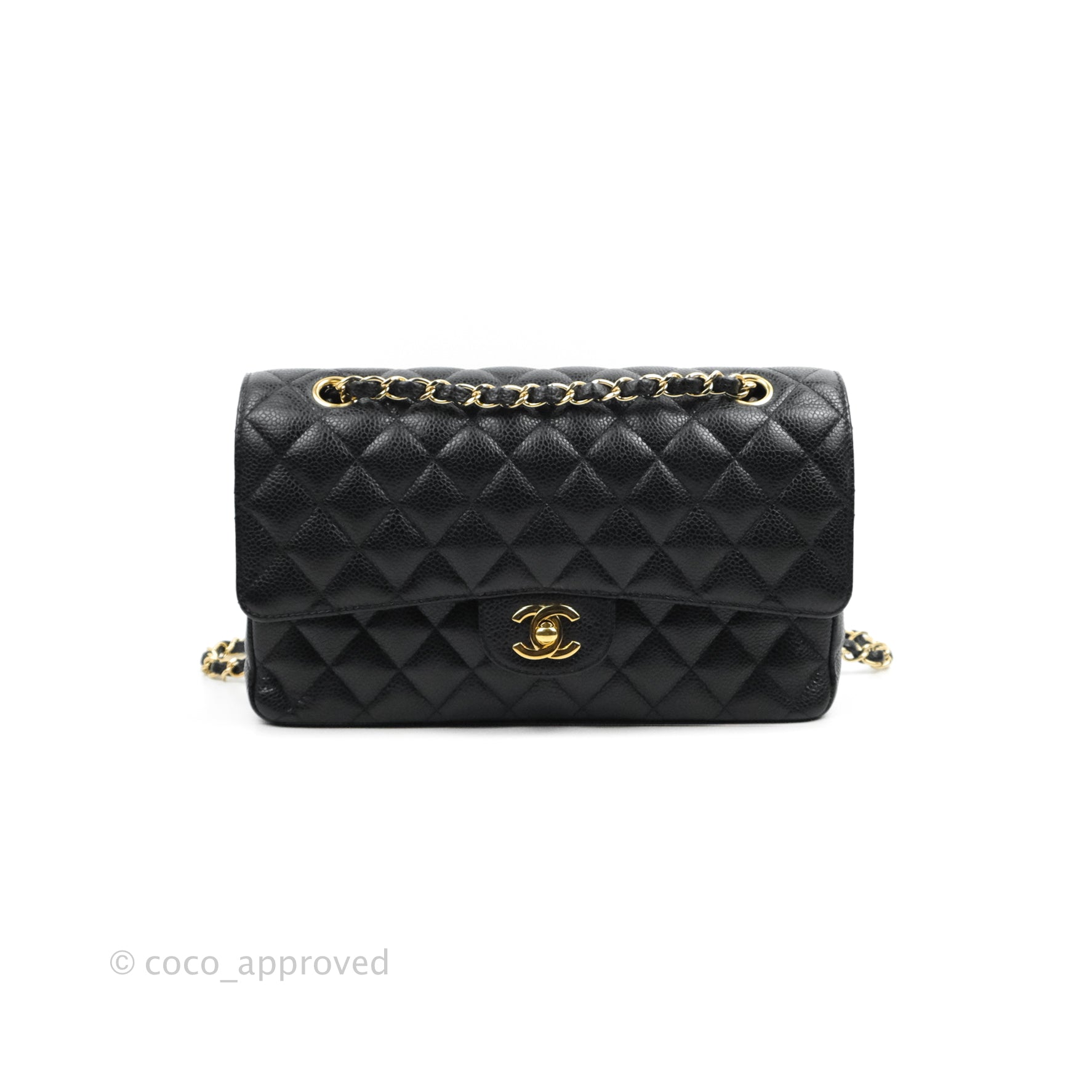 Chanel Classic Medium Double Flap Bag in Black Caviar Leather with Gold Hardware - Luxury Designer Handbag for Women, Perfect for Work, Evening Events & Special Occasions
