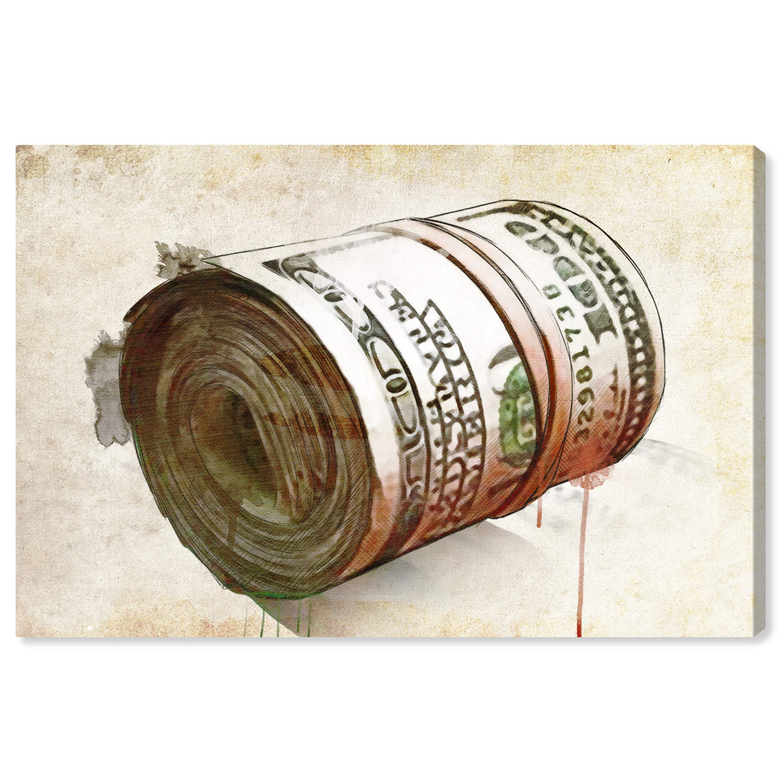 Oliver Gal Artist Co. 'Mad Money' Motivational Wall Art Canvas Print - 54x36 Inch Brown Entrepreneur Success Home Decor - Perfect for Office, Living Room & Business Inspiration