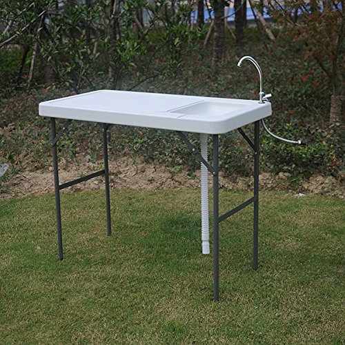 Portable Outdoor Picnic Table with Sink Faucet - Foldable Fish Cleaning & Hunting Table for Camping, Backyard, Fishing & Outdoor Adventures