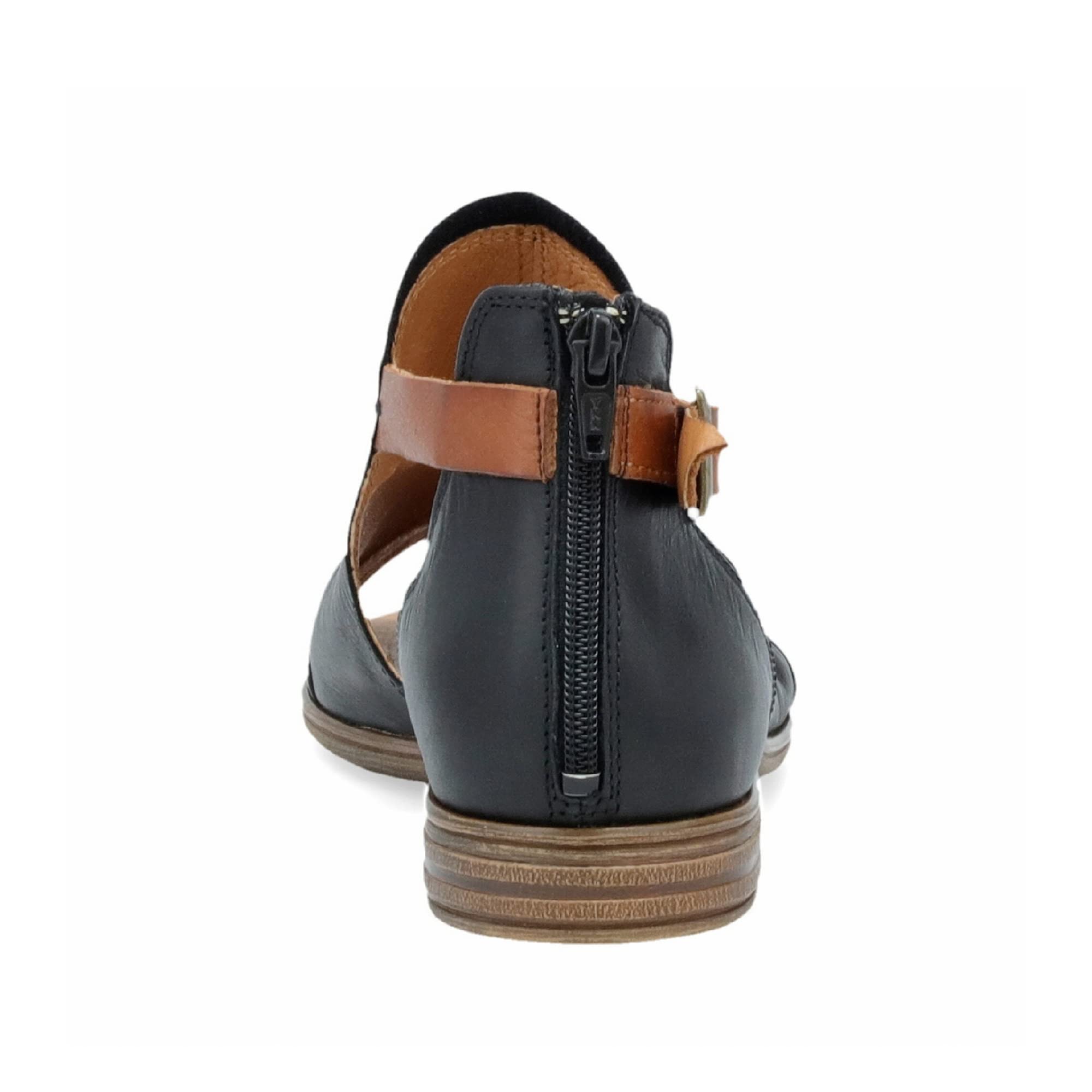 Miz Mooz Dipper Women's Leather Sandals - Peep Toe Buckle Strap Open Side Casual Summer Sandals for Beach, Vacation & Everyday Wear