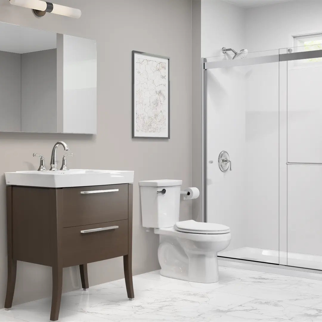 H2Optimum® 1.1 GPF/4.2 LPF Standard Height Round Front Two-Piece Toilet with Seat & Wax Ring - Water Saving Bathroom Solution for Homes & Commercial Spaces