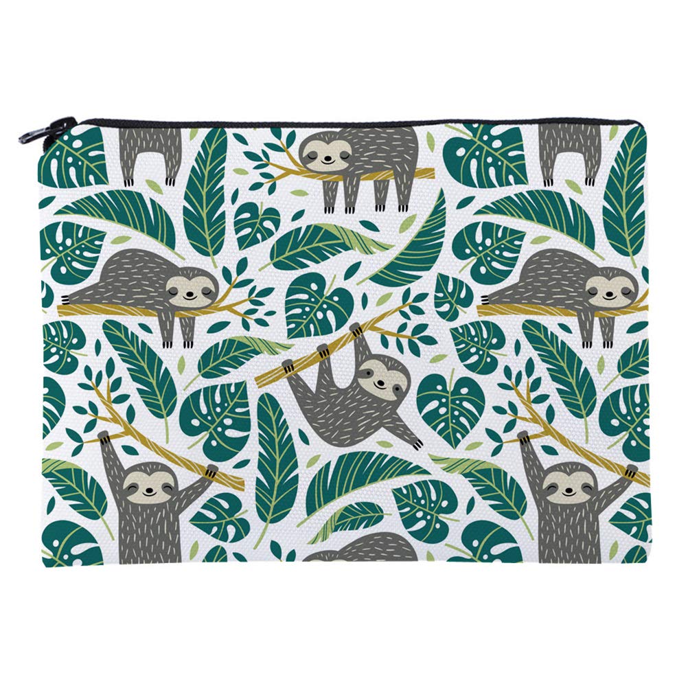 EXCLUZO Fashion Makeup Bag - Waterproof Toiletry Pouch & Travel Cosmetic Organizer with Cute Sloth Print - Perfect for Travel, Gym, and Daily Essentials Storage