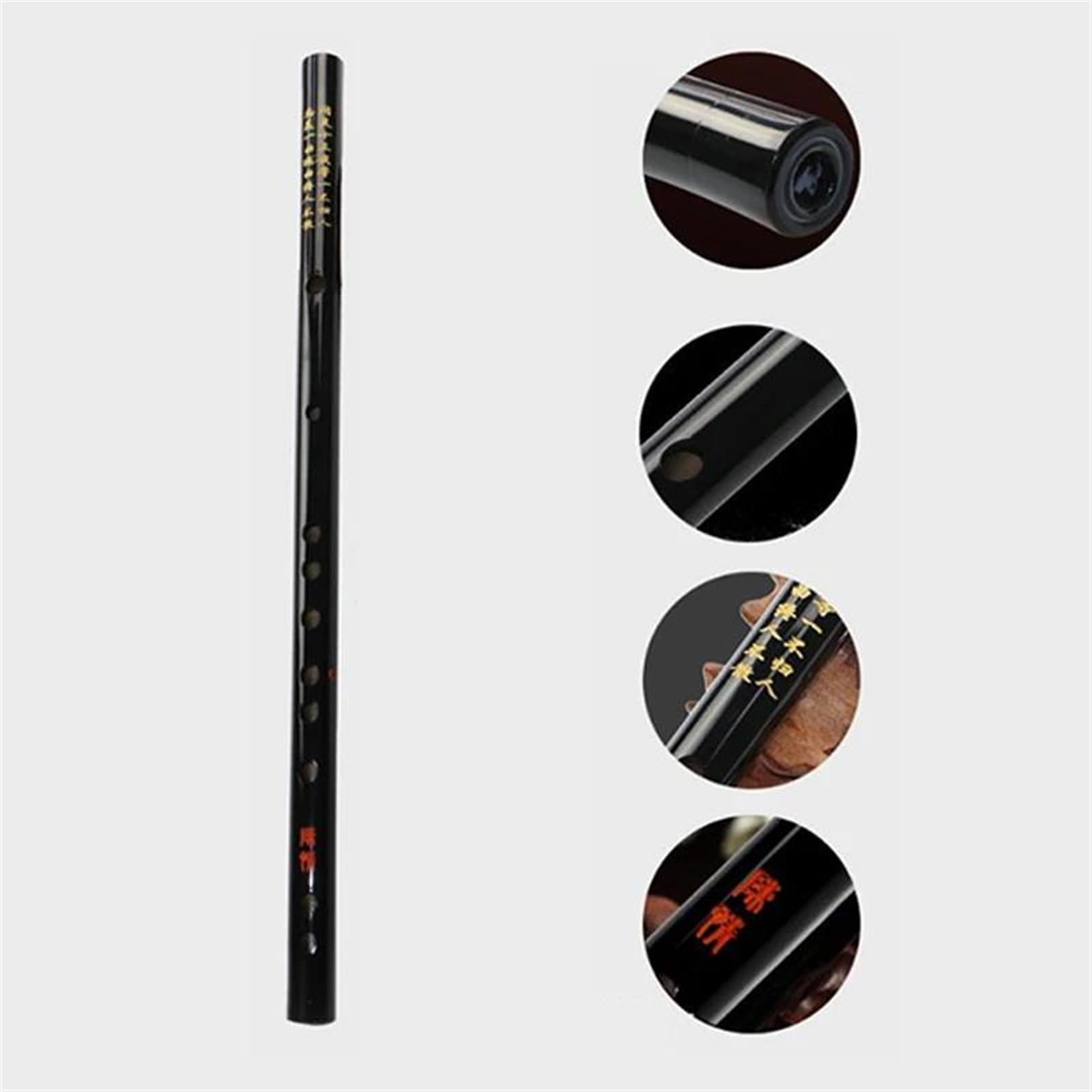 Professional Black Bamboo Flute - Exquisite Handmade Woodwind Instrument for Beginners, Traditional Transverse Flute in Key of E - Perfect for Music Practice, Performances & Cultural Events