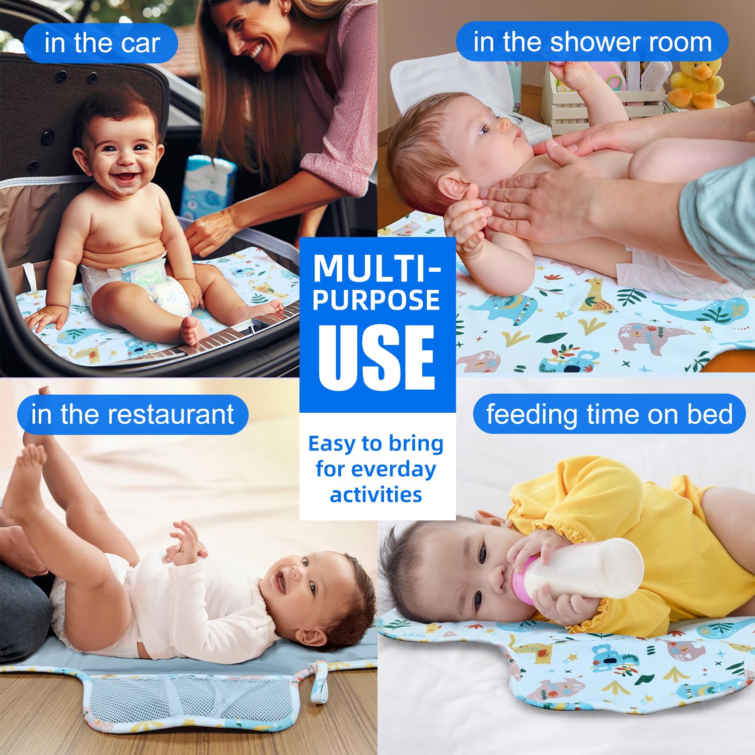 Portable Waterproof Baby Changing Pad - Double-Sided Foldable Diaper Changing Mat for Newborns & Infants | Ideal for Travel, Nursery & On-the-Go Diaper Changes