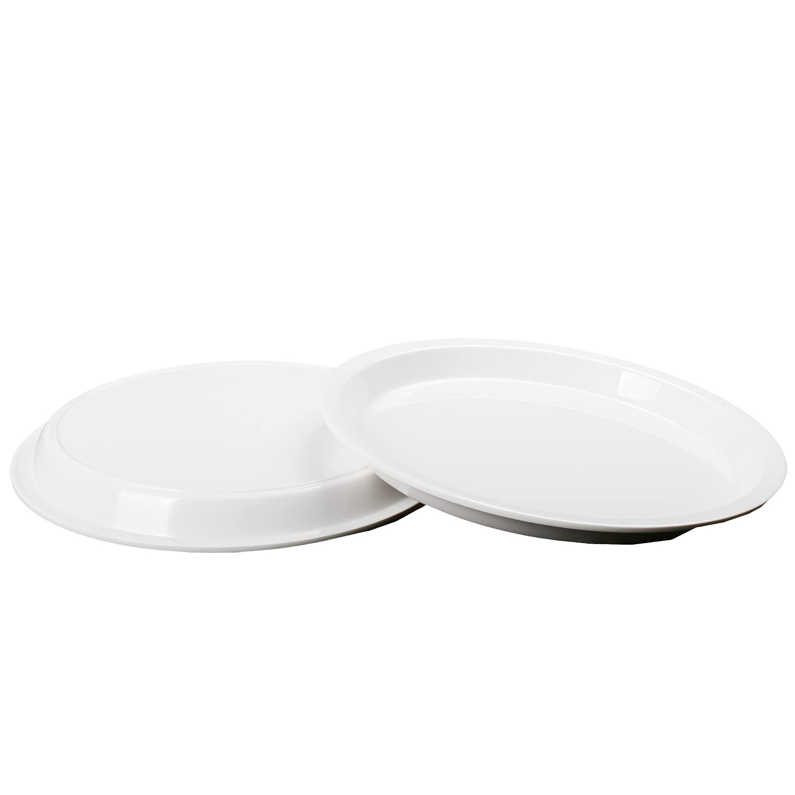 M&B GWPP Large Melamine Plastic Round Dinner Plates - Set of 4 White Edge Plates for Salad, Snacks, Fruit, Noodles | Durable & Lightweight for Outdoor Picnics, BBQs, Parties & Everyday Dining
