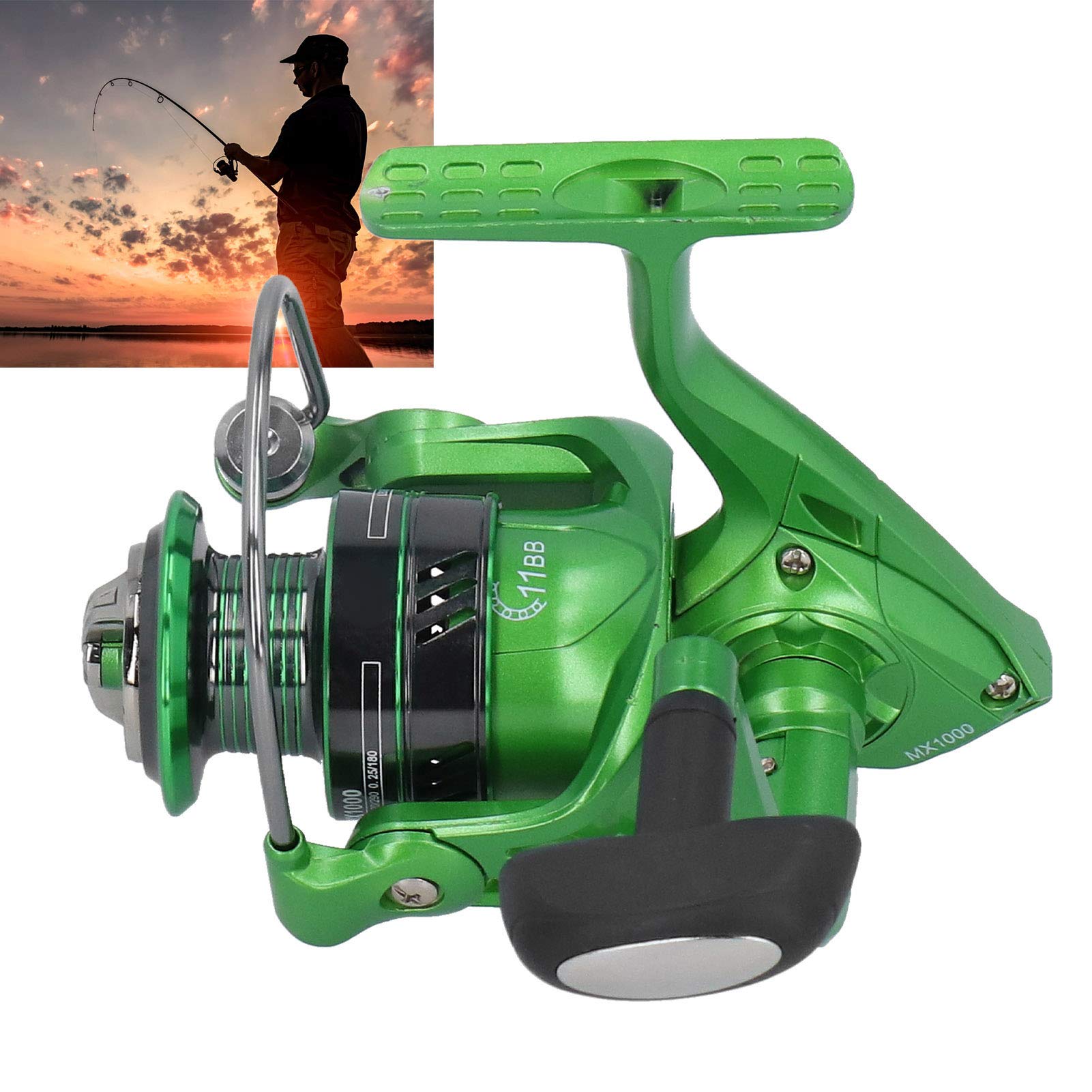 High Speed Metal Fishing Reel - Durable Comfortable Saltwater Spinning Reel for Rock Fishing & Sea Rod - Smooth Casting Fishing Accessories (MX1000) - Perfect for Surf Fishing, Pier Fishing & Deep Sea Angling