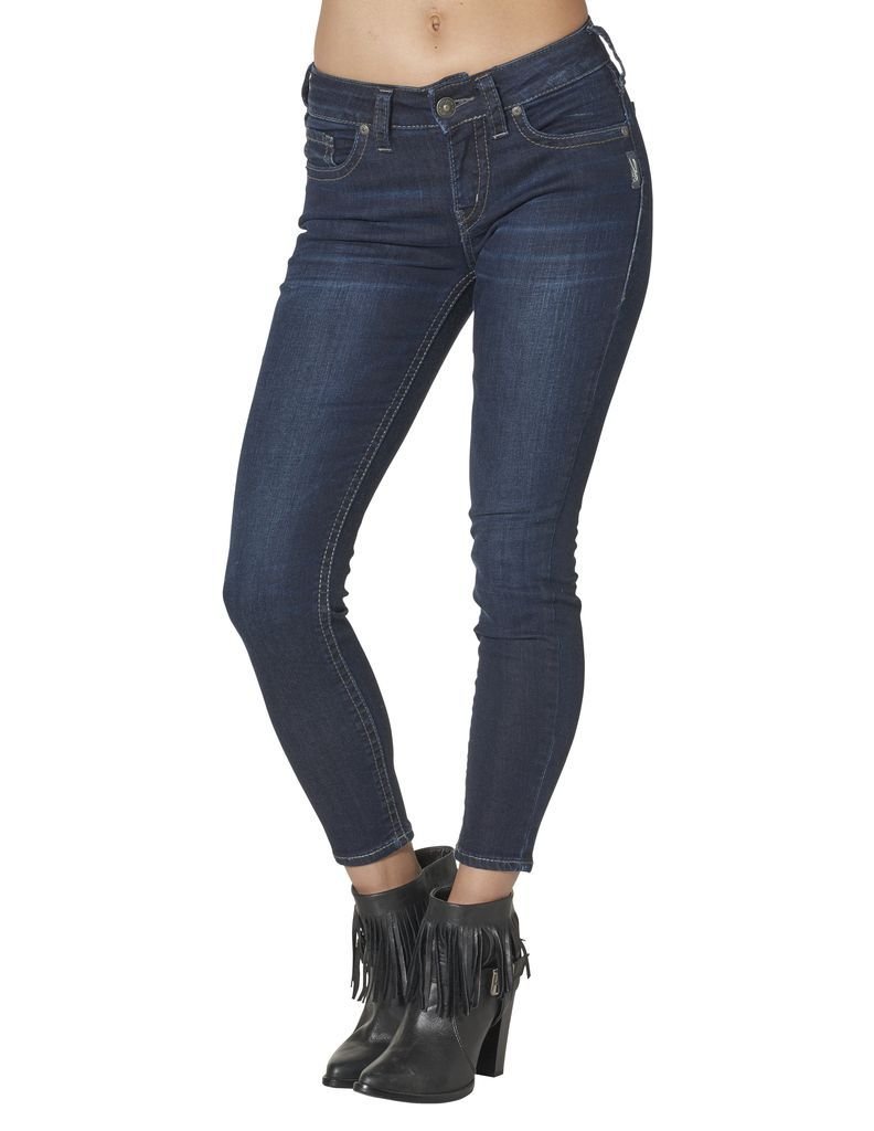 Silver Jeans Co. Women's Suki Mid Rise Skinny Jeans - Classic Stretch Denim Pants for Everyday Wear | Perfect for Work, Casual Outings & Date Nights