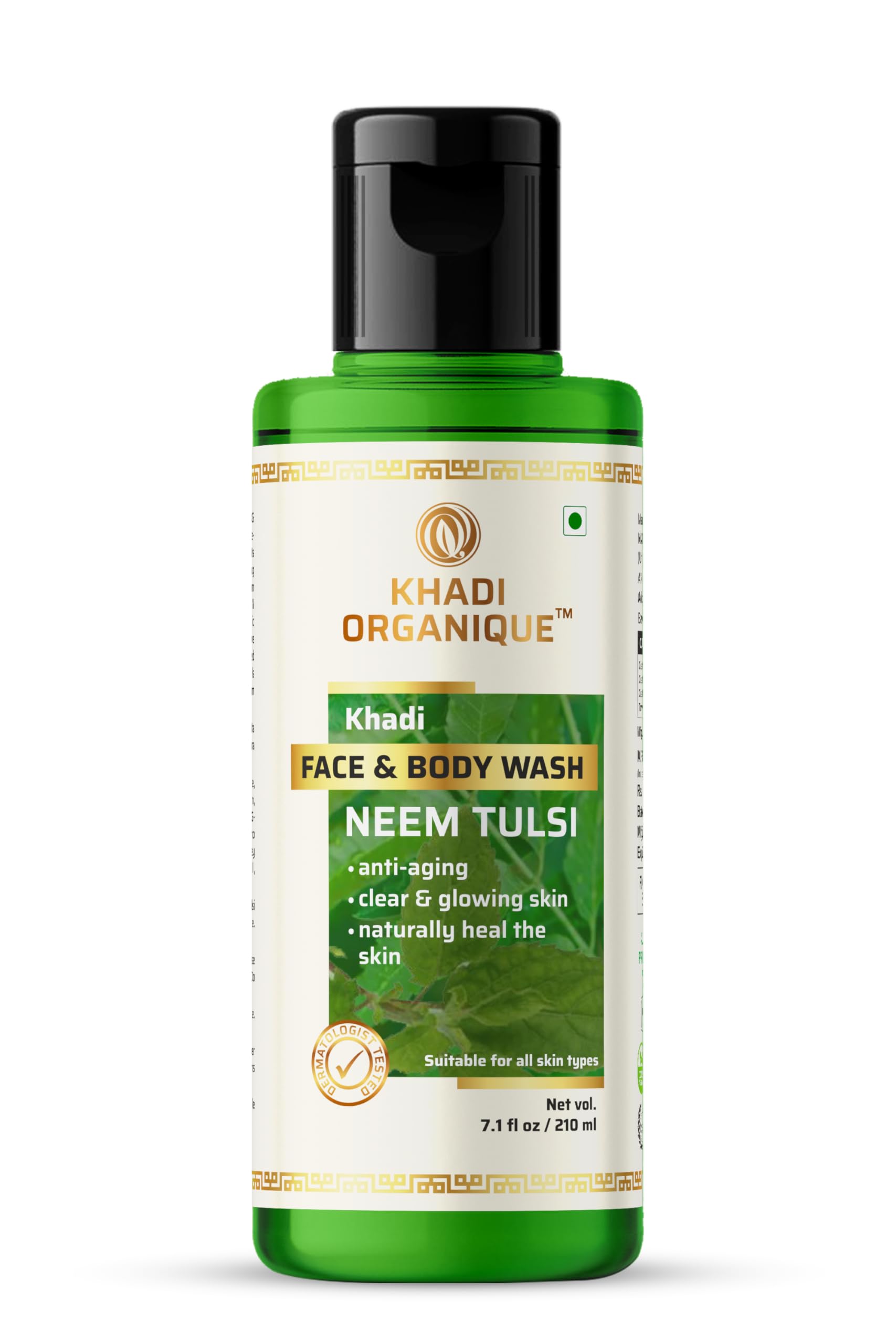 Khadi Organique Neem Tulsi Natural Face & Body Wash - Pack of 4 | Organic Ayurvedic Cleanser for Glowing Skin & Acne Control | Perfect for Daily Skincare & Spa Routine