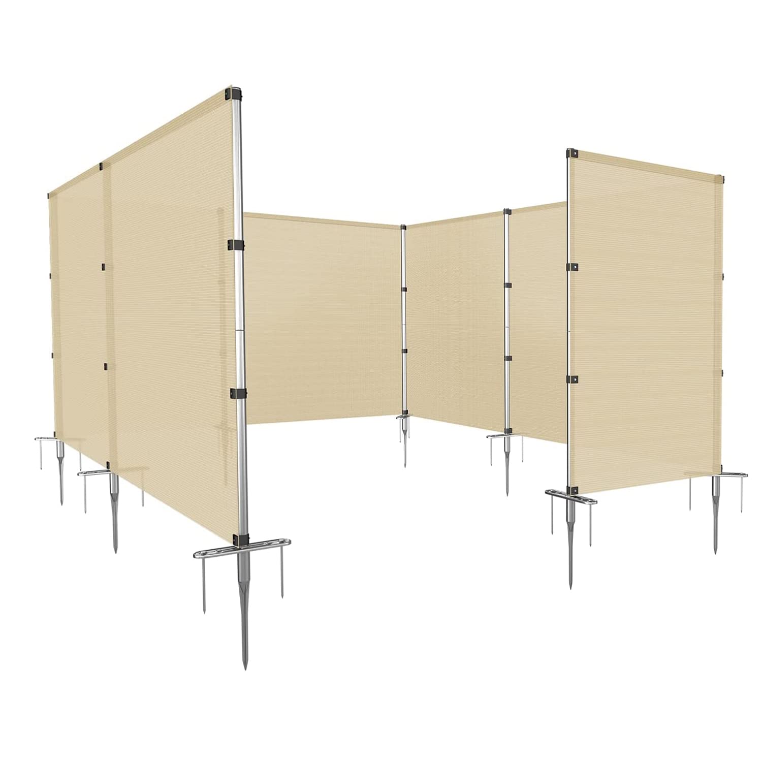 Coarbor 4'x25' Removable Privacy Fence Panel - Outdoor Yard Barrier for Pools, Dogs, Chicken Coops & Vegetable Gardens - Beige Fencing with Spikes & Poles | Perfect for Backyard Privacy, Pet Containment & Garden Protection
