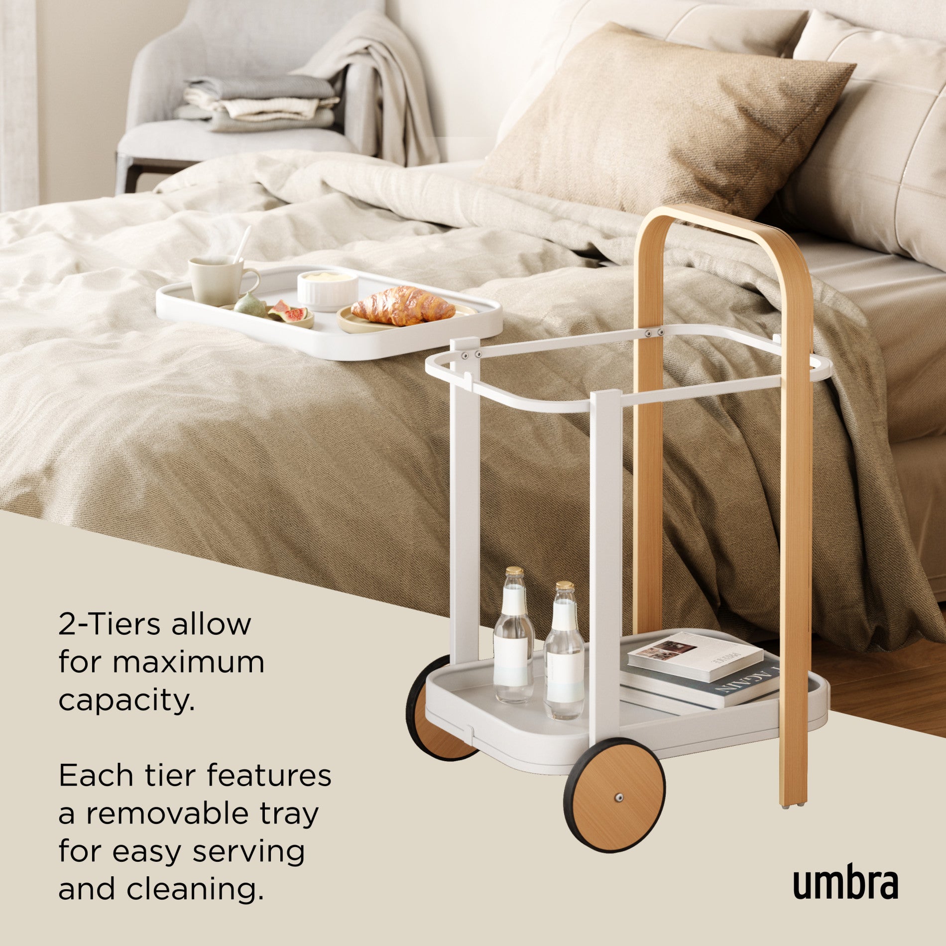 Bellwood Bar & Storage Cart - Mobile Home Bar Cabinet with Wheels for Kitchen, Living Room & Outdoor Entertaining