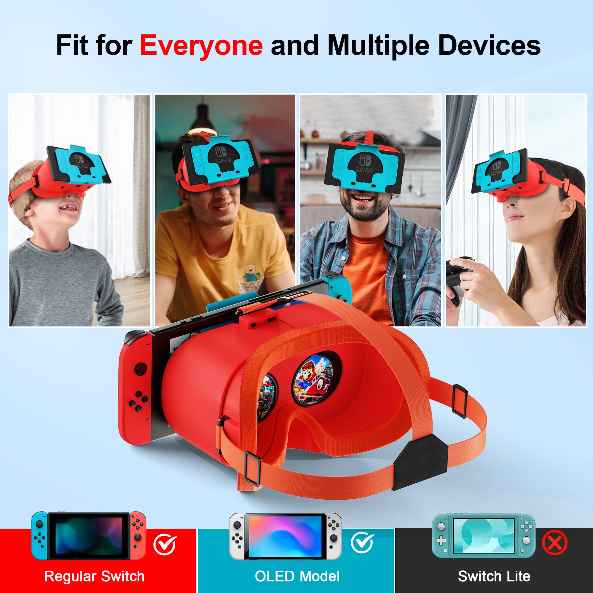 Upgraded VR Headset for Nintendo Switch & Switch OLED - Adjustable HD Lenses, Comfortable Head Strap | Virtual Reality Glasses for Gaming, 3D Movies & VR Experiences | Perfect Switch Accessory for Labo VR Kit & Family Entertainment