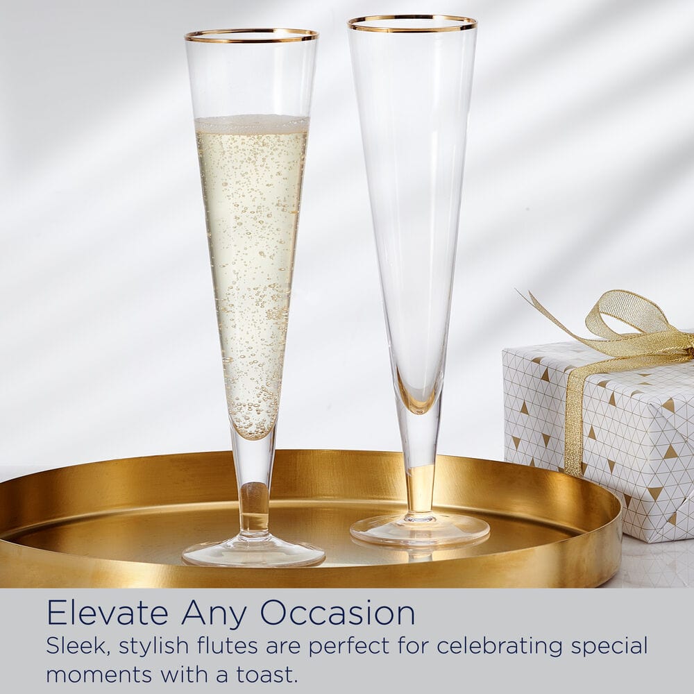 Premium 24K Gold-Plated Trumpet Champagne Flute Glasses - Set of 2 for Weddings, Anniversaries & Special Celebrations